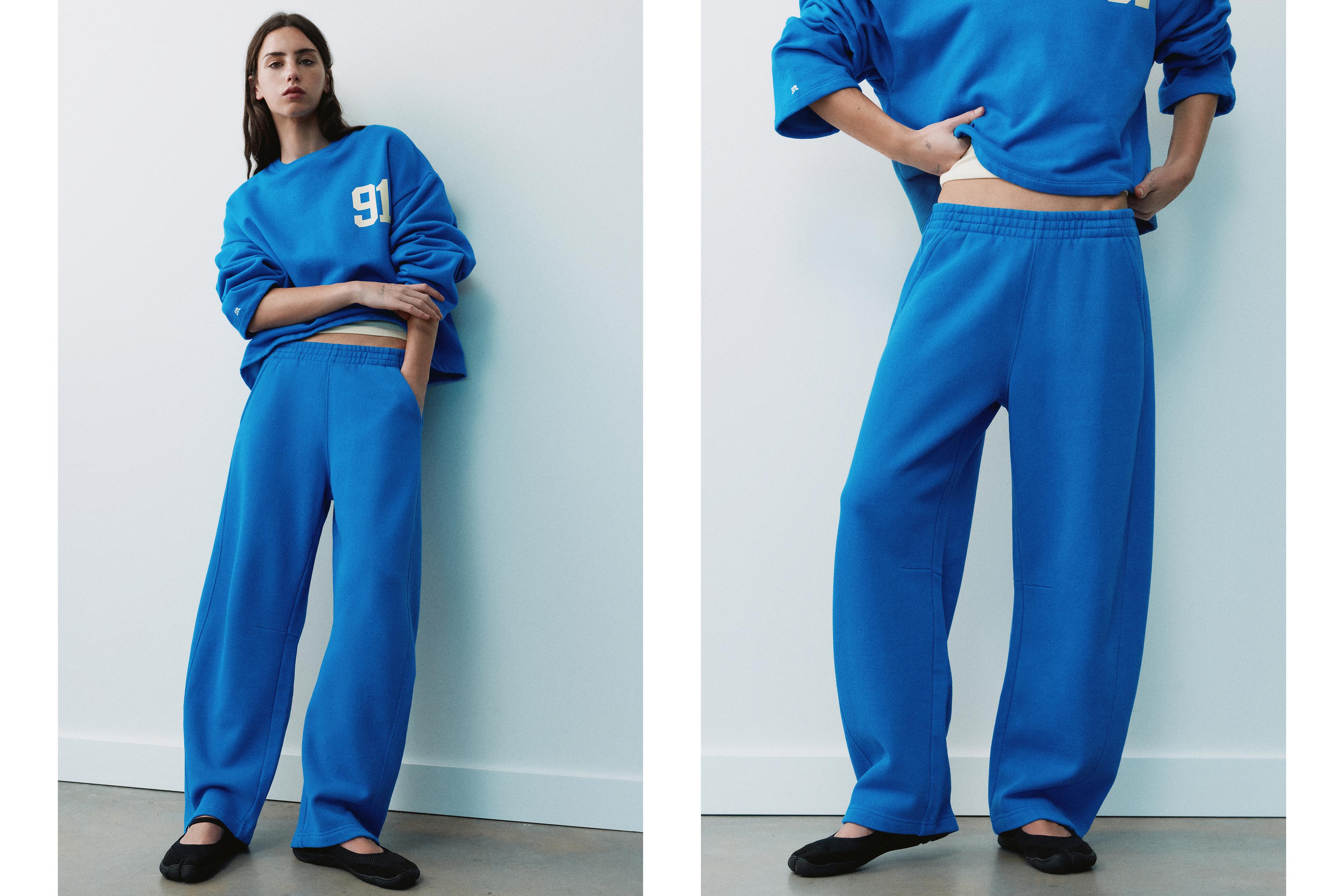 Barrel-leg joggers — Deep blue