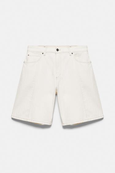 Baggy relaxed denim Bermuda shorts — White 8