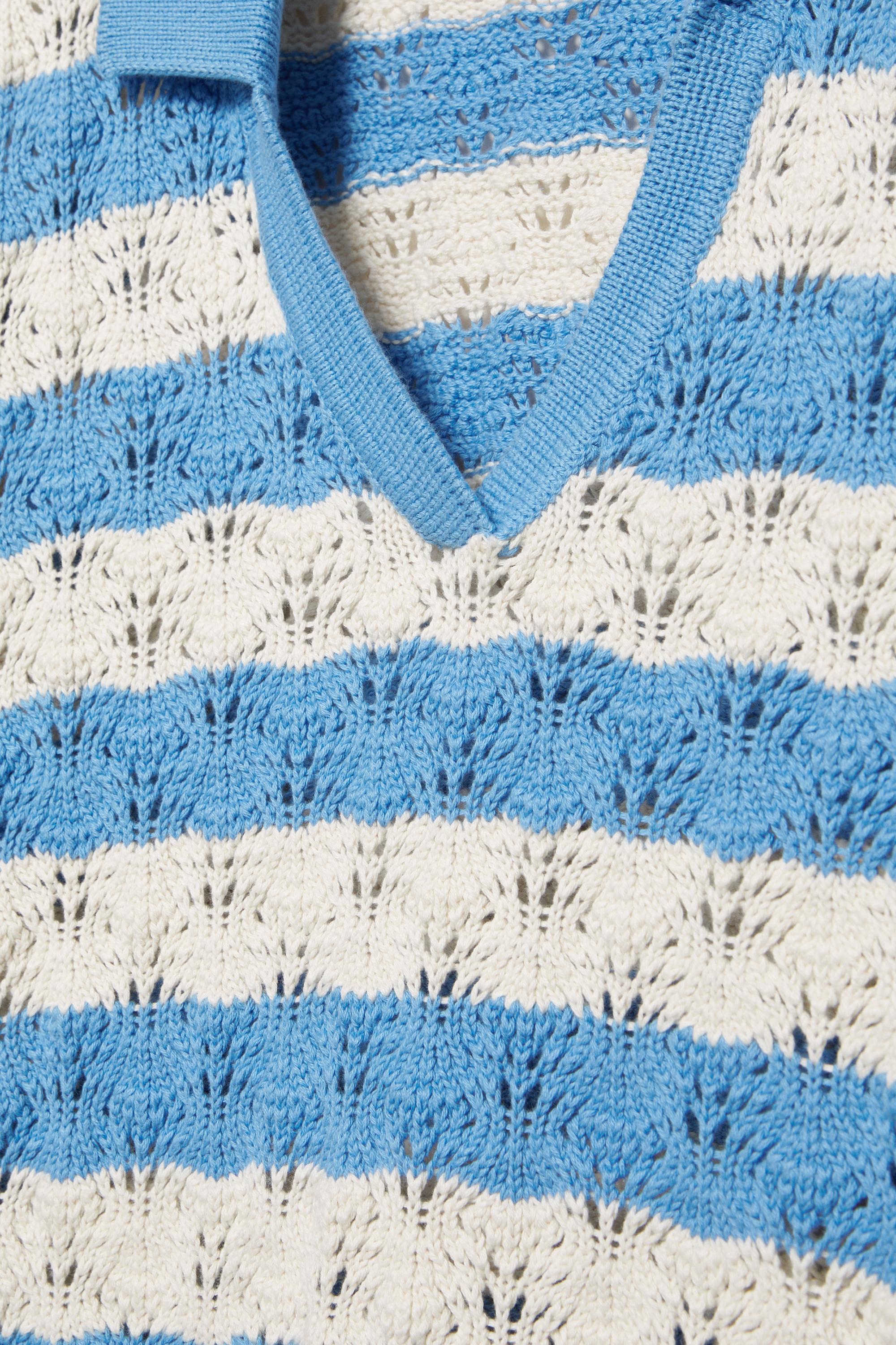 Kroşe çizgili polo tişört - Görsel 3