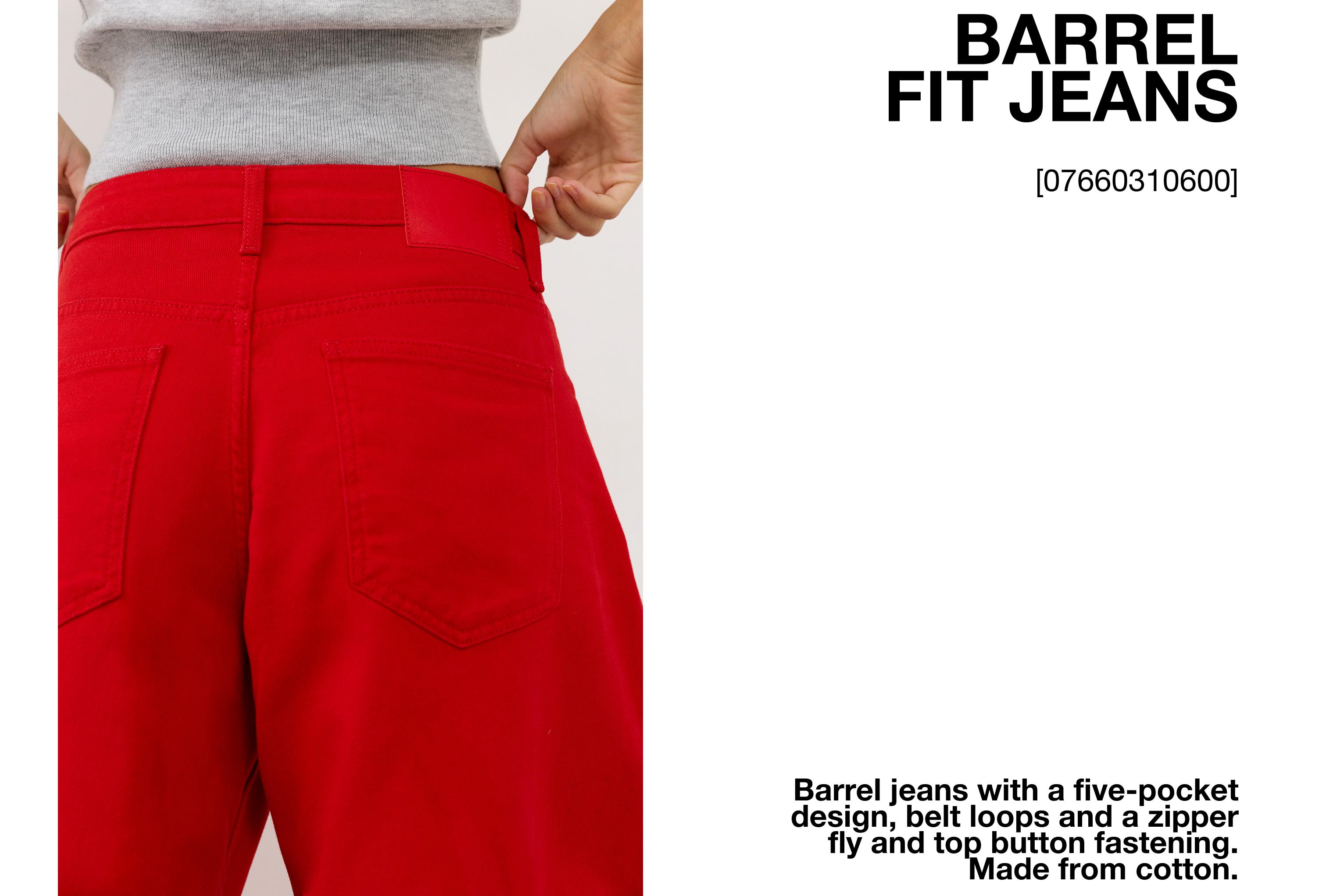 Low-rise barrel jeans — Red