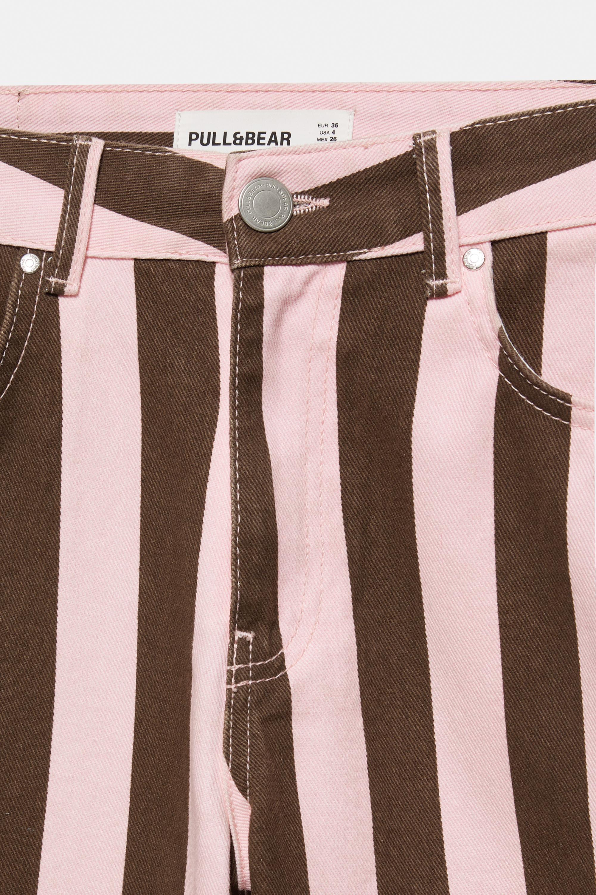 Striped barrel jeans — Rose pink