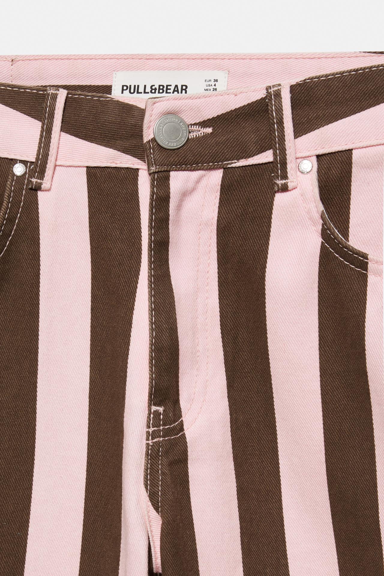 Striped barrel jeans — Rose pink