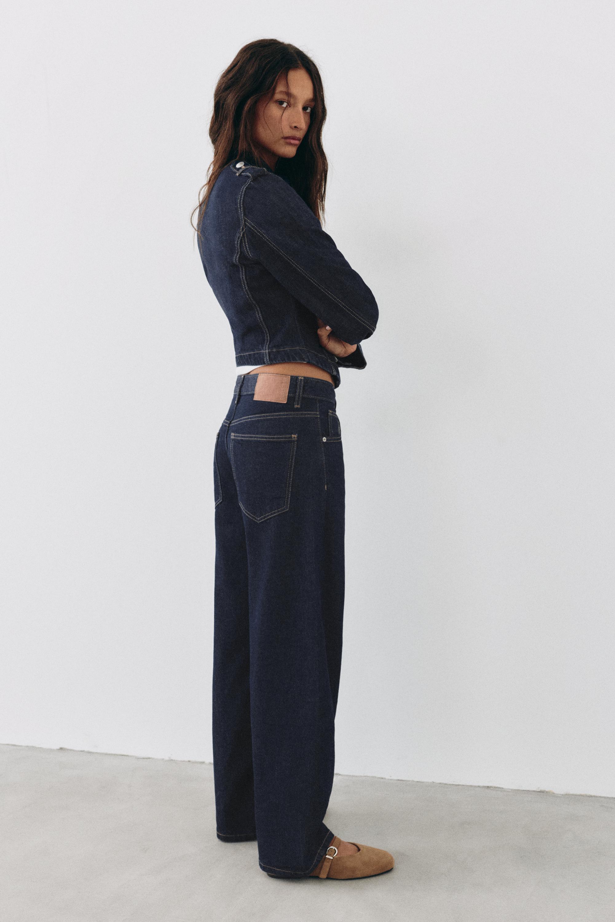 Low-rise barrel jeans — Navy