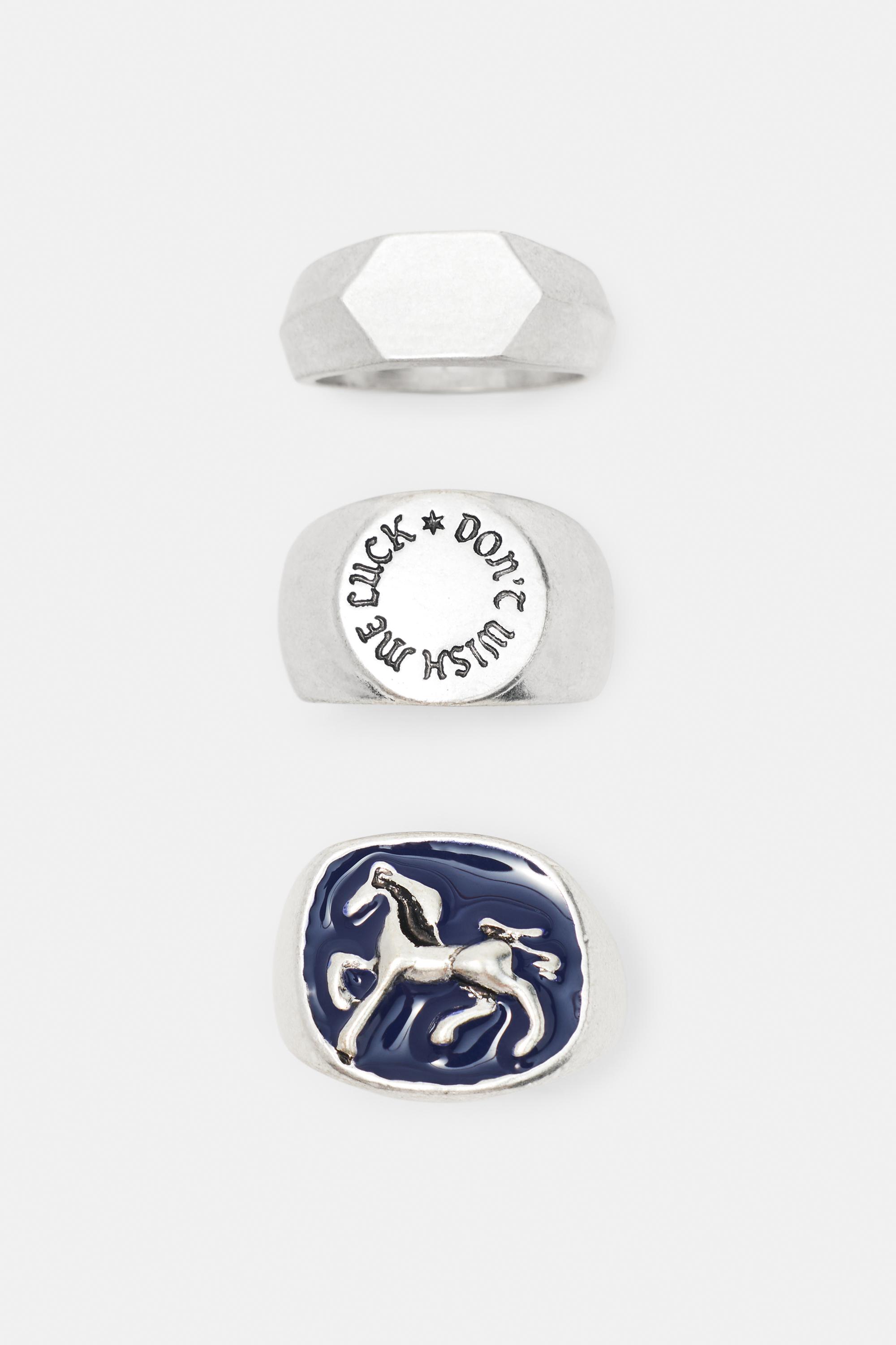 Pack 3 anillos sello caballo