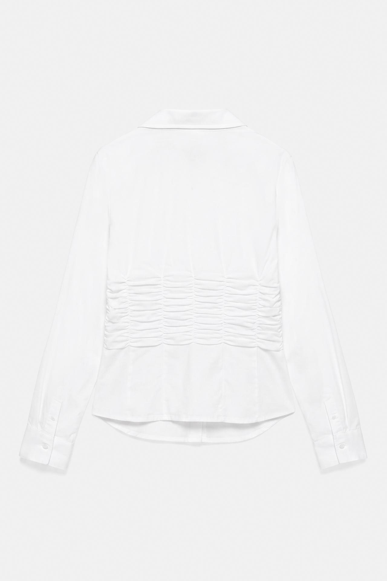 Fitted gathered poplin shirt — White