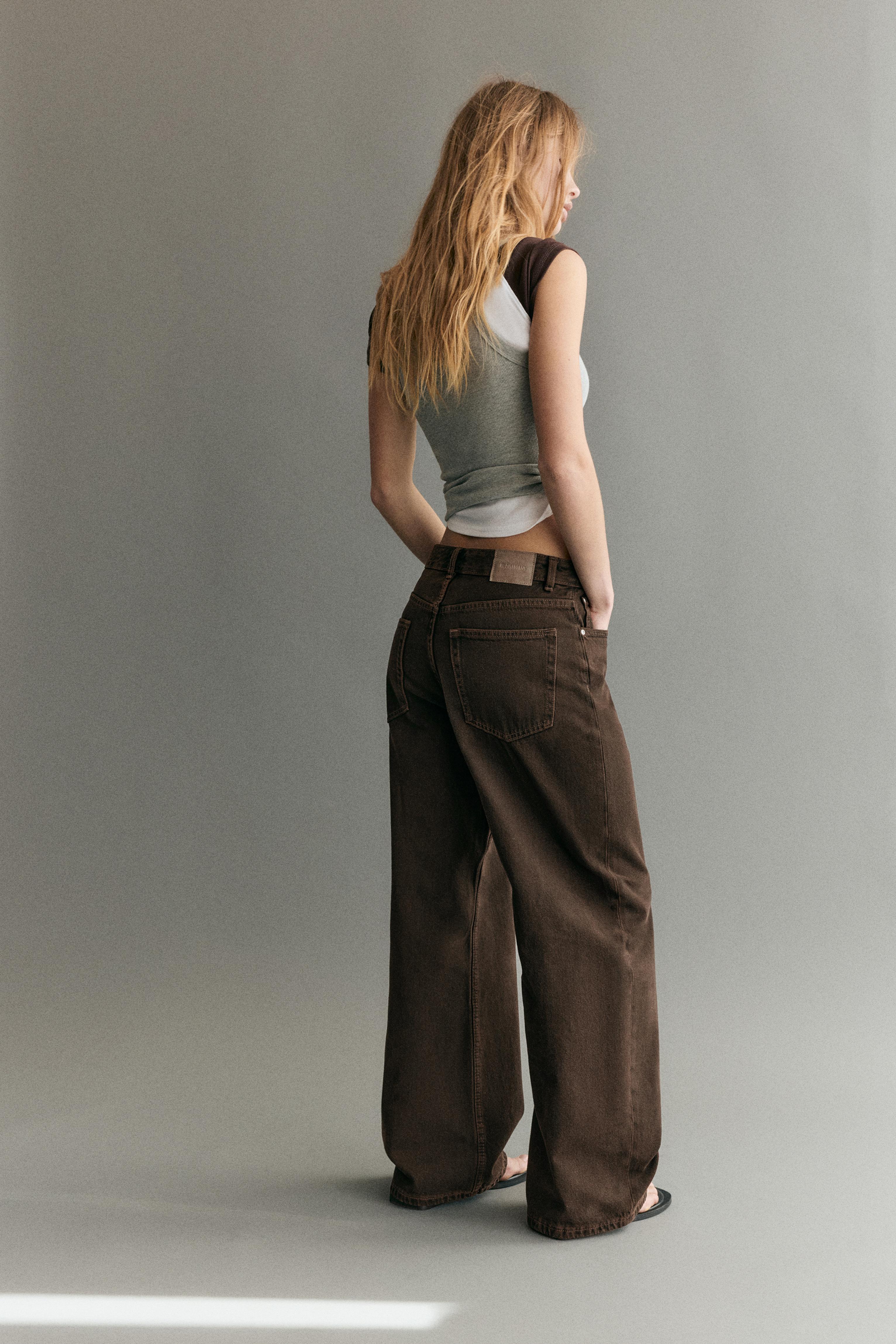 Mid-rise baggy jeans — Brown