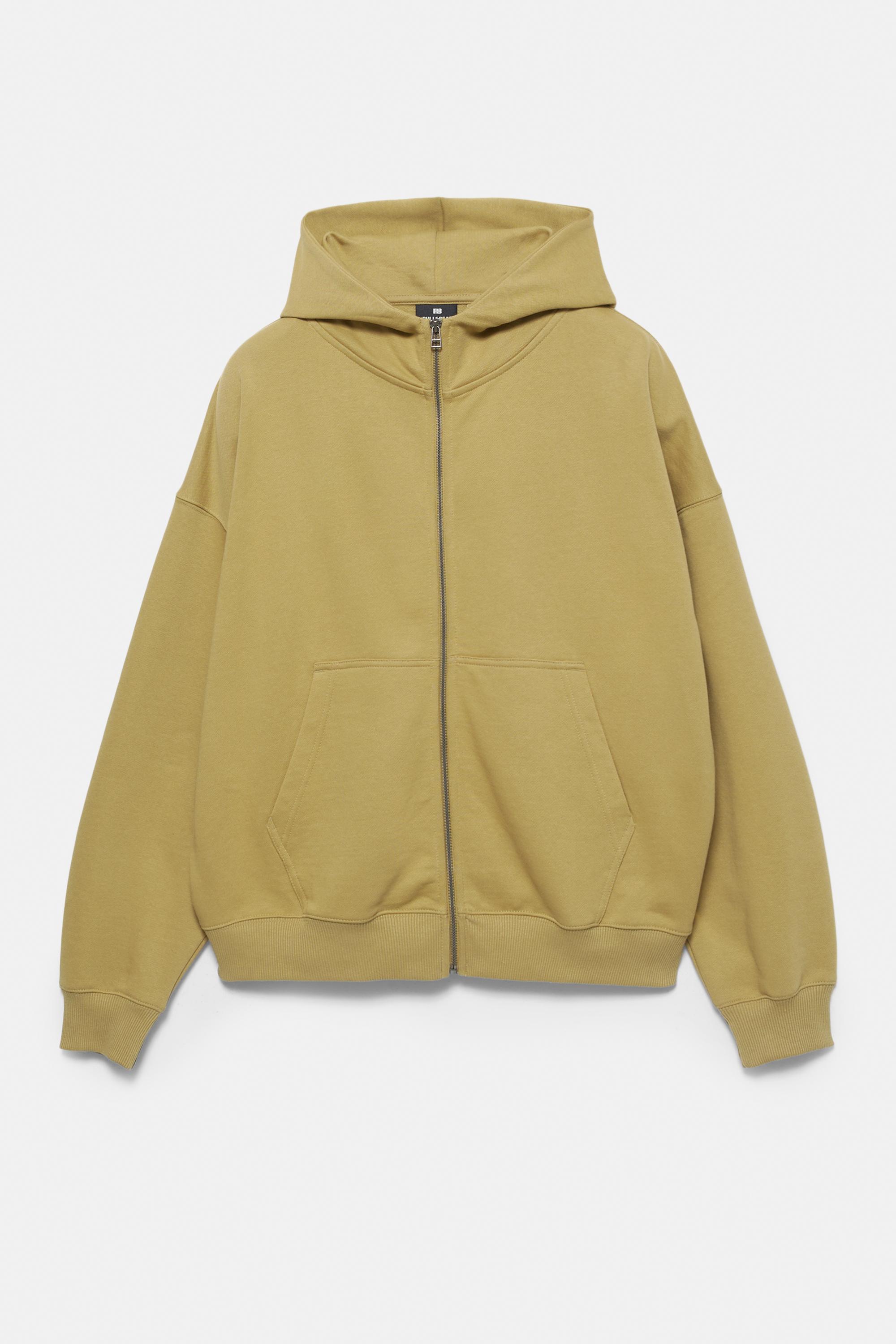 Boxy hoodie with zipper — Lime