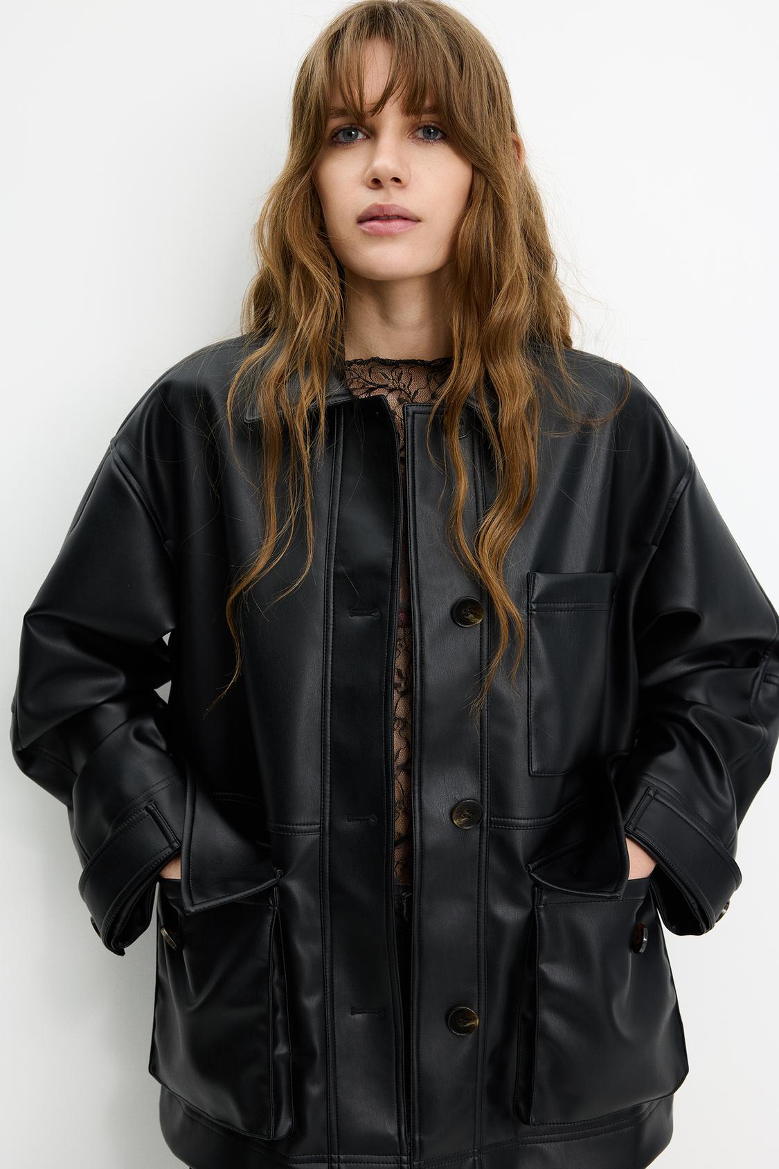 Pull Bear Trenchcoat Kunstleder Zara Faux Leather Bomber Jacket