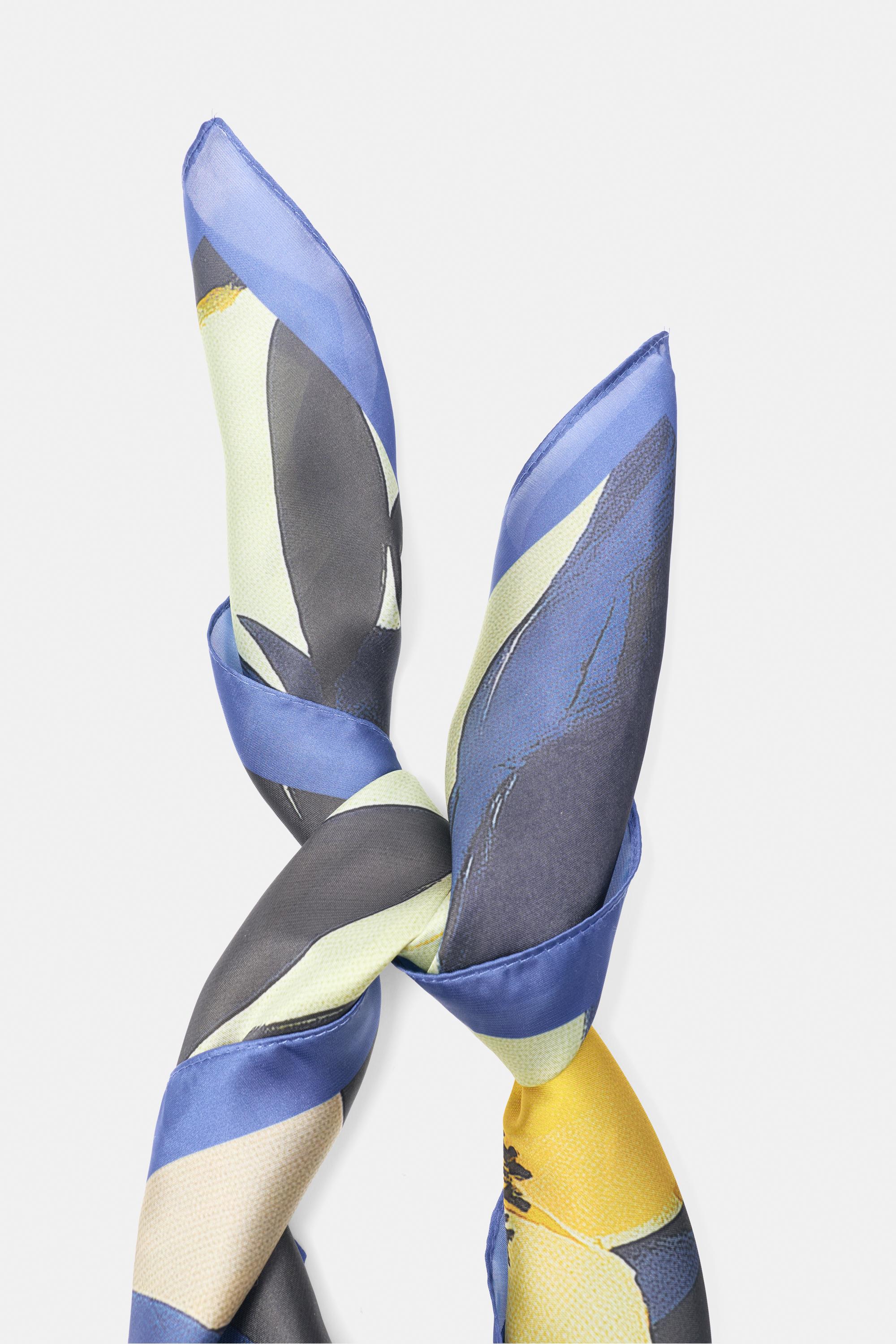 Floral satin scarf — Blue