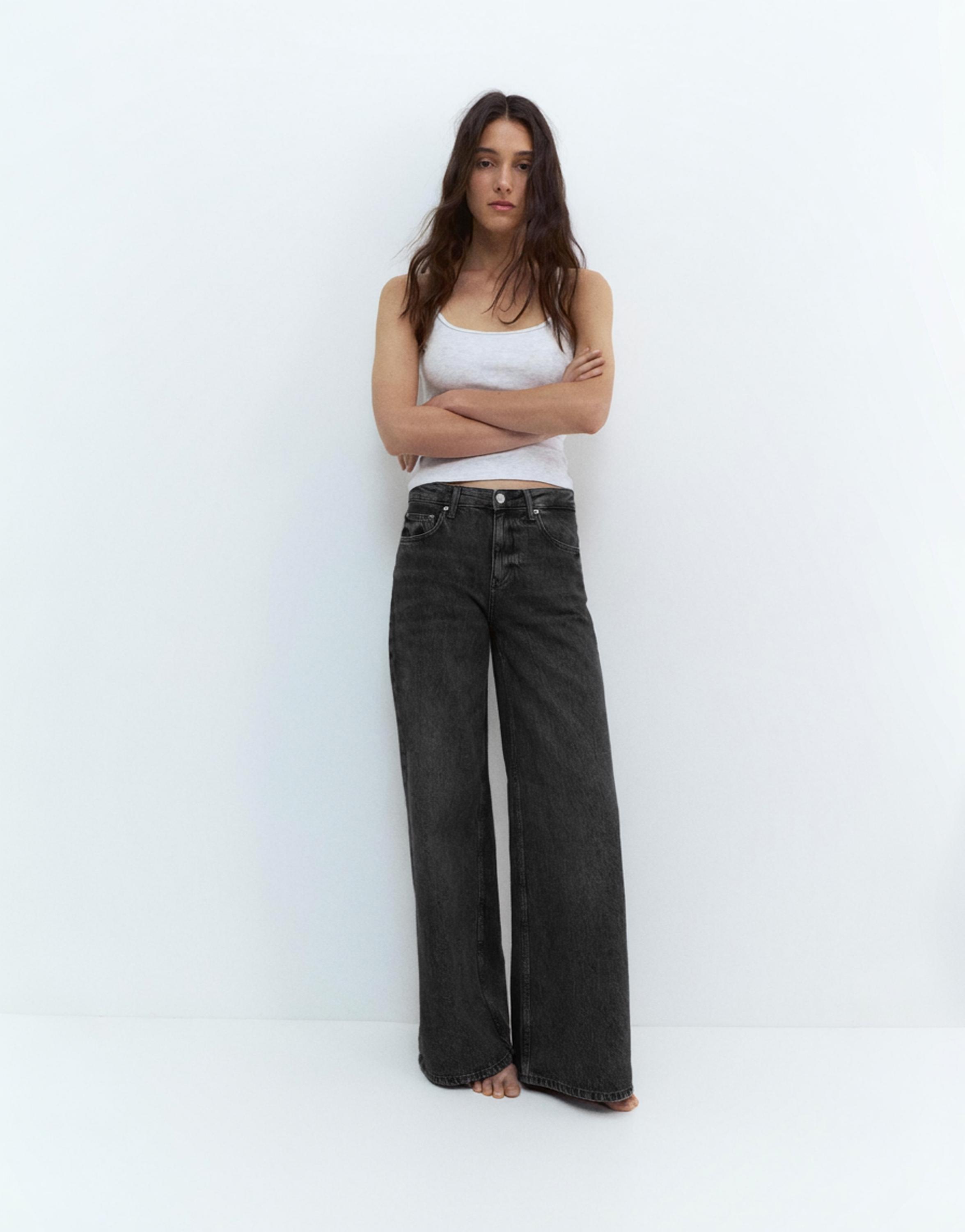 Low-rise wide-leg jeans — Medium grey