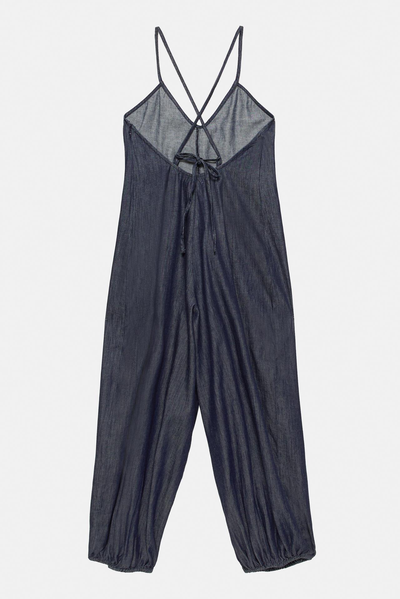 Denim jumpsuit with straps — Navy