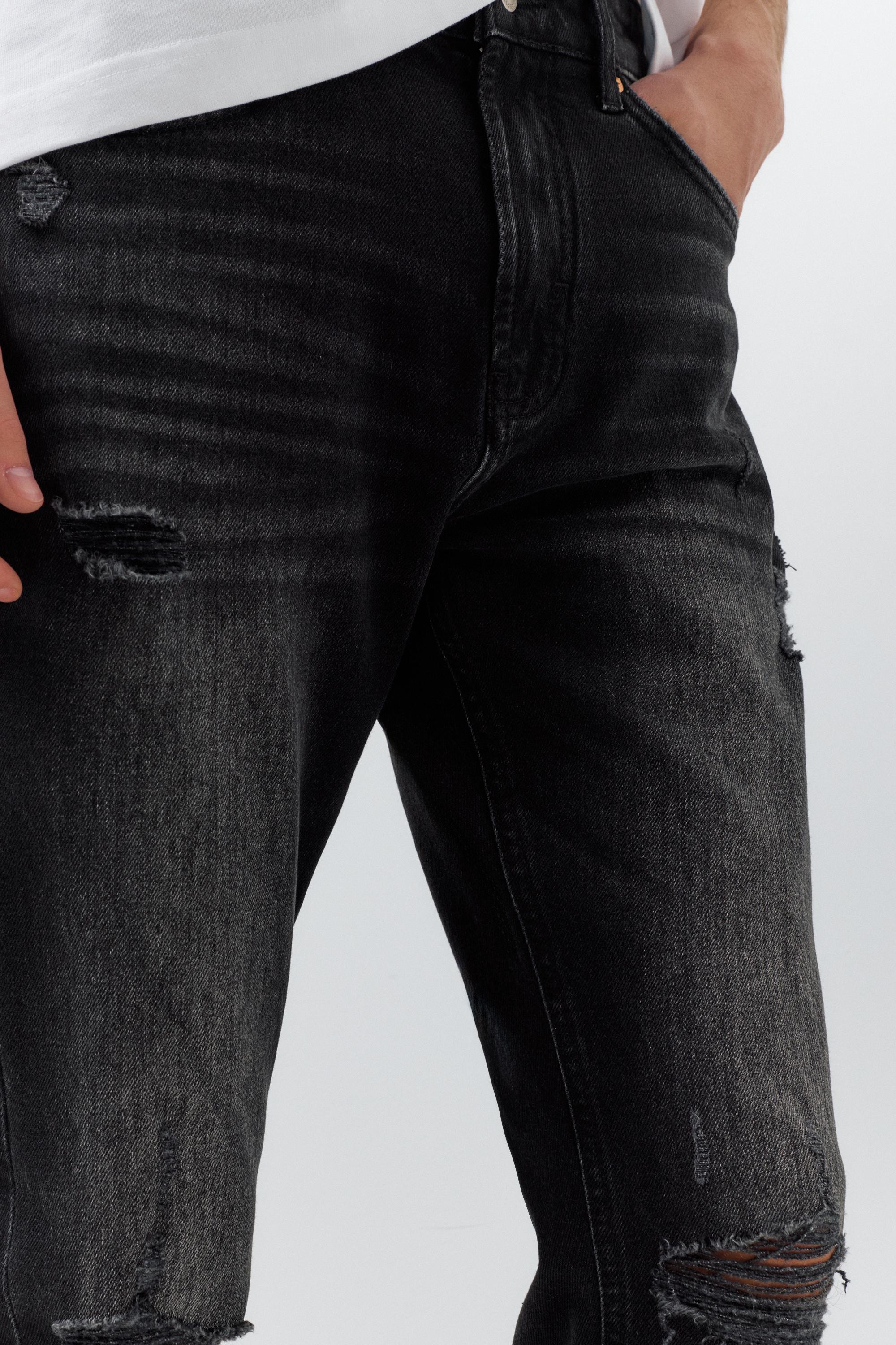 Ripped slim fit jeans — Faded black
