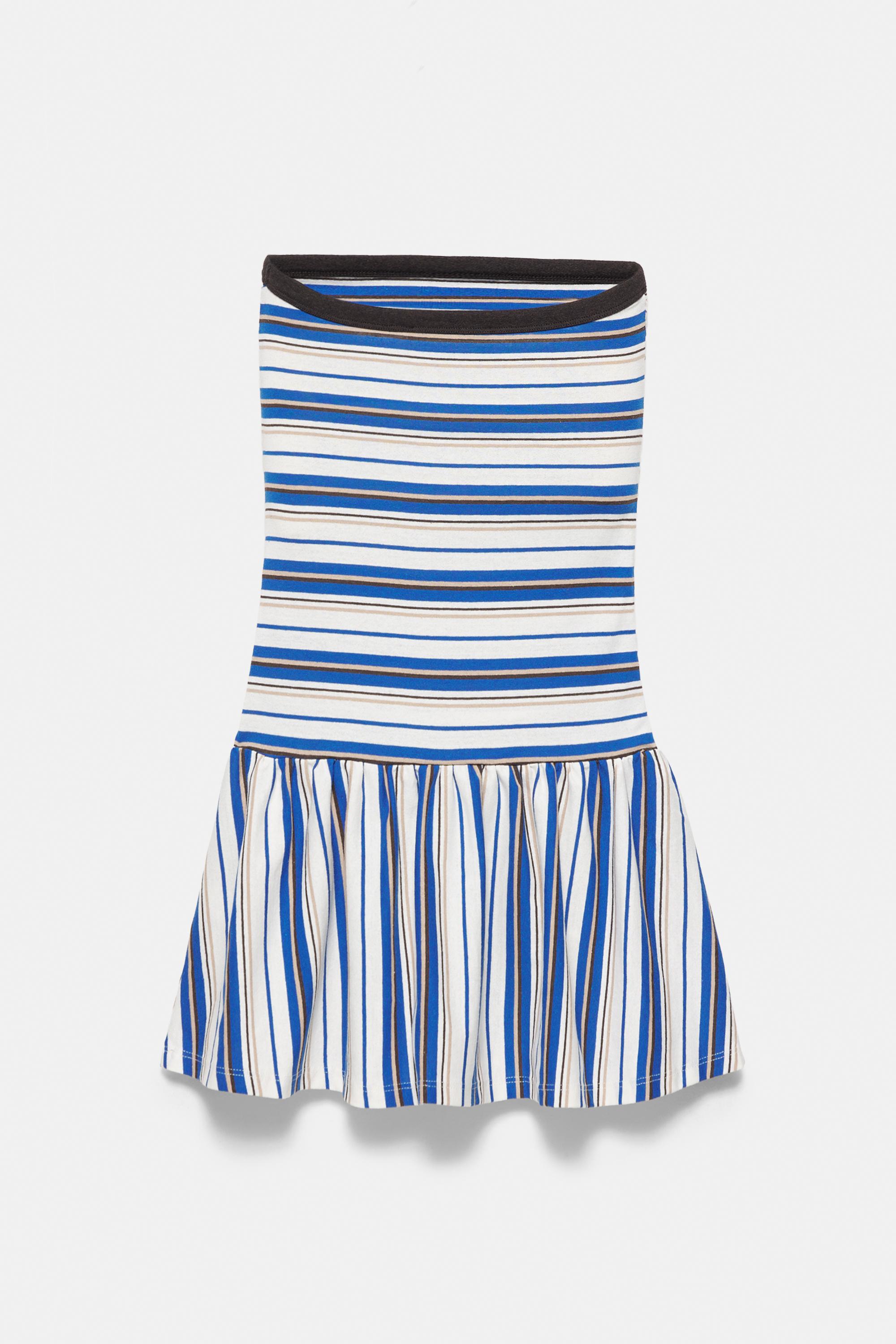 Short striped balloon dress — Striped