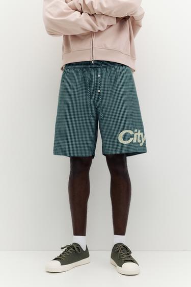 Checked graphic Bermuda shorts — Moss 5