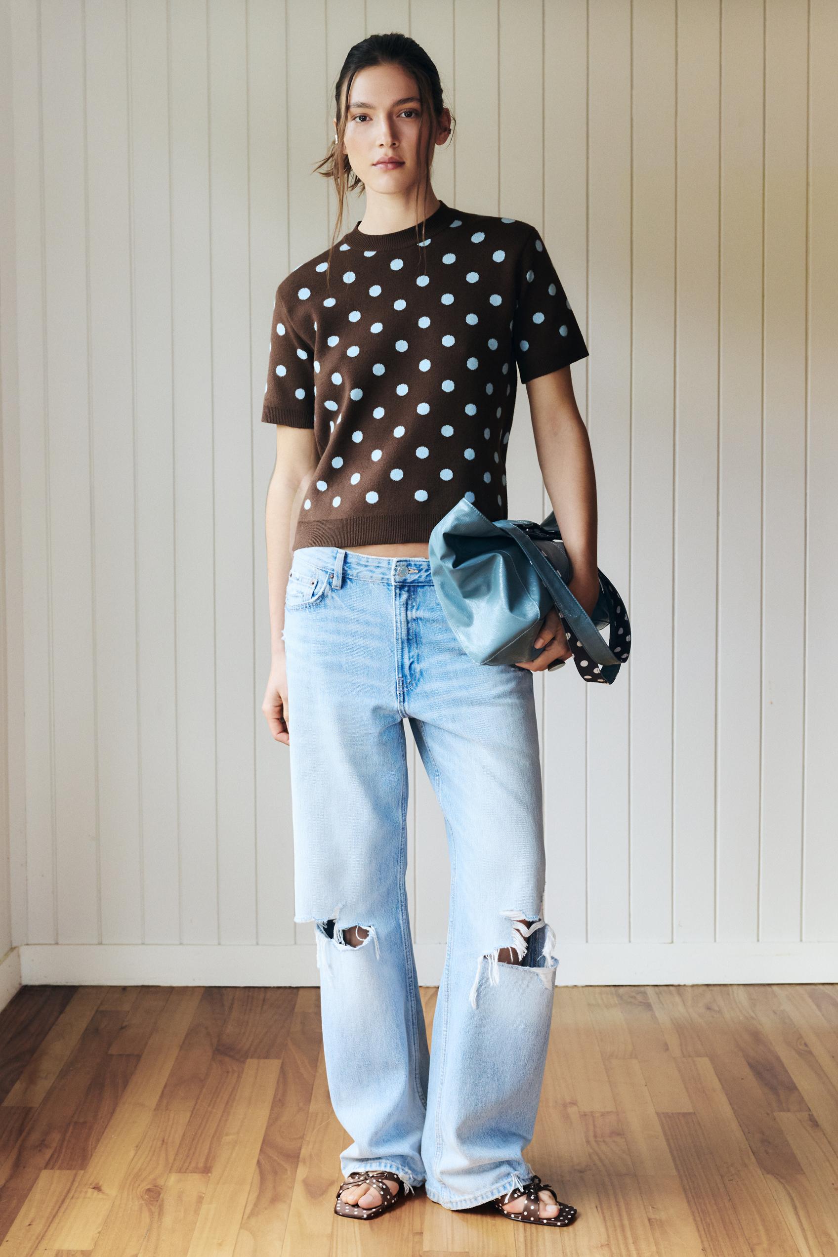 Puantiye desenli kısa kollu top - Görsel 16