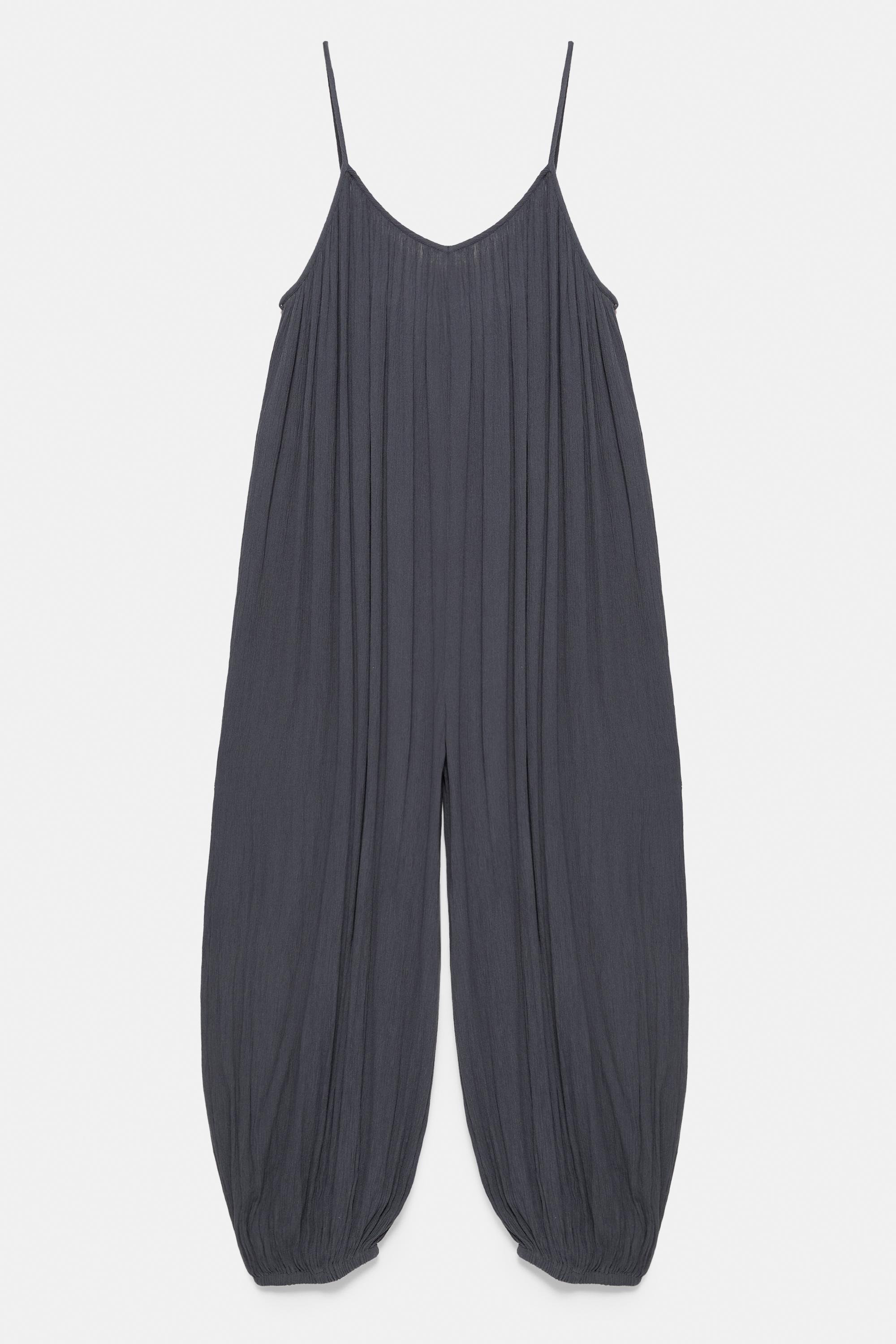 Flowing strappy sarouel jumpsuit — Bluish