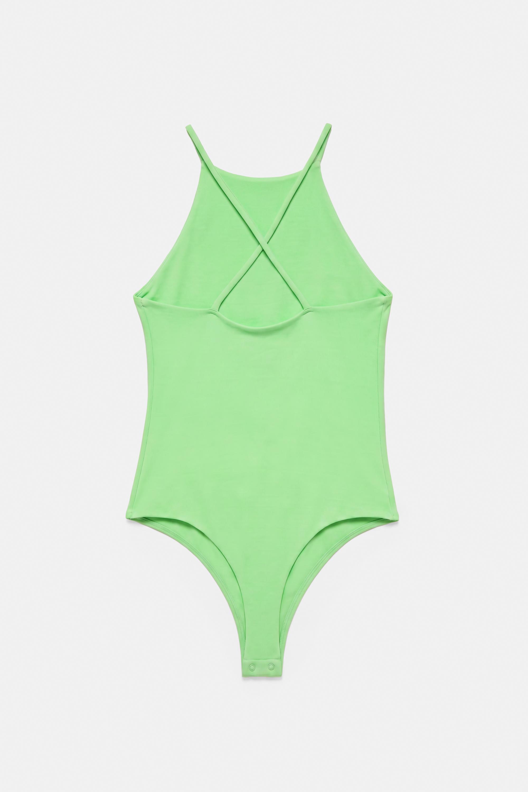Halter strappy bodysuit — Apple green (alternate view)