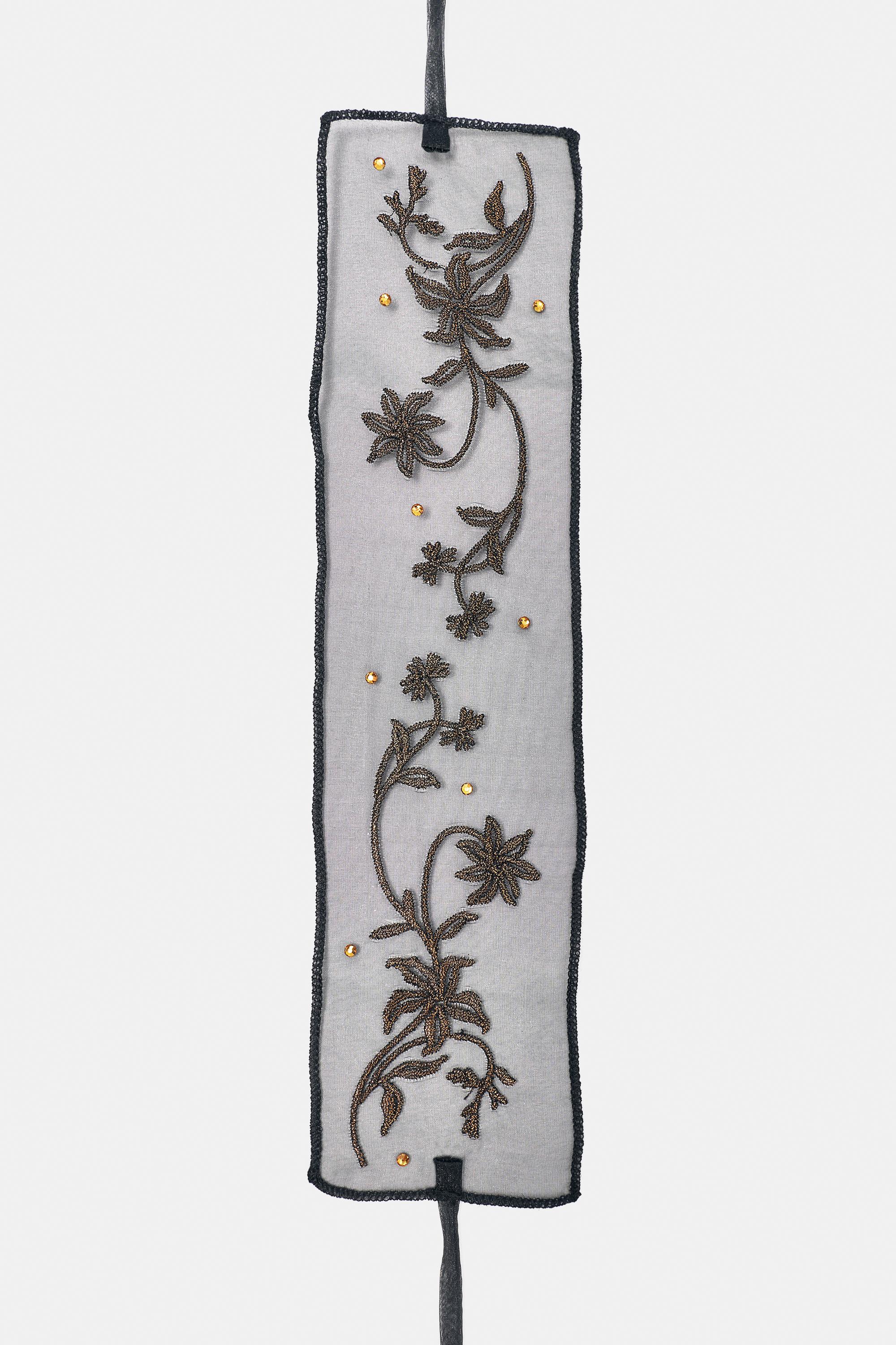 Embroidered tulle choker — Black