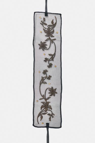 Embroidered tulle choker — Black 3