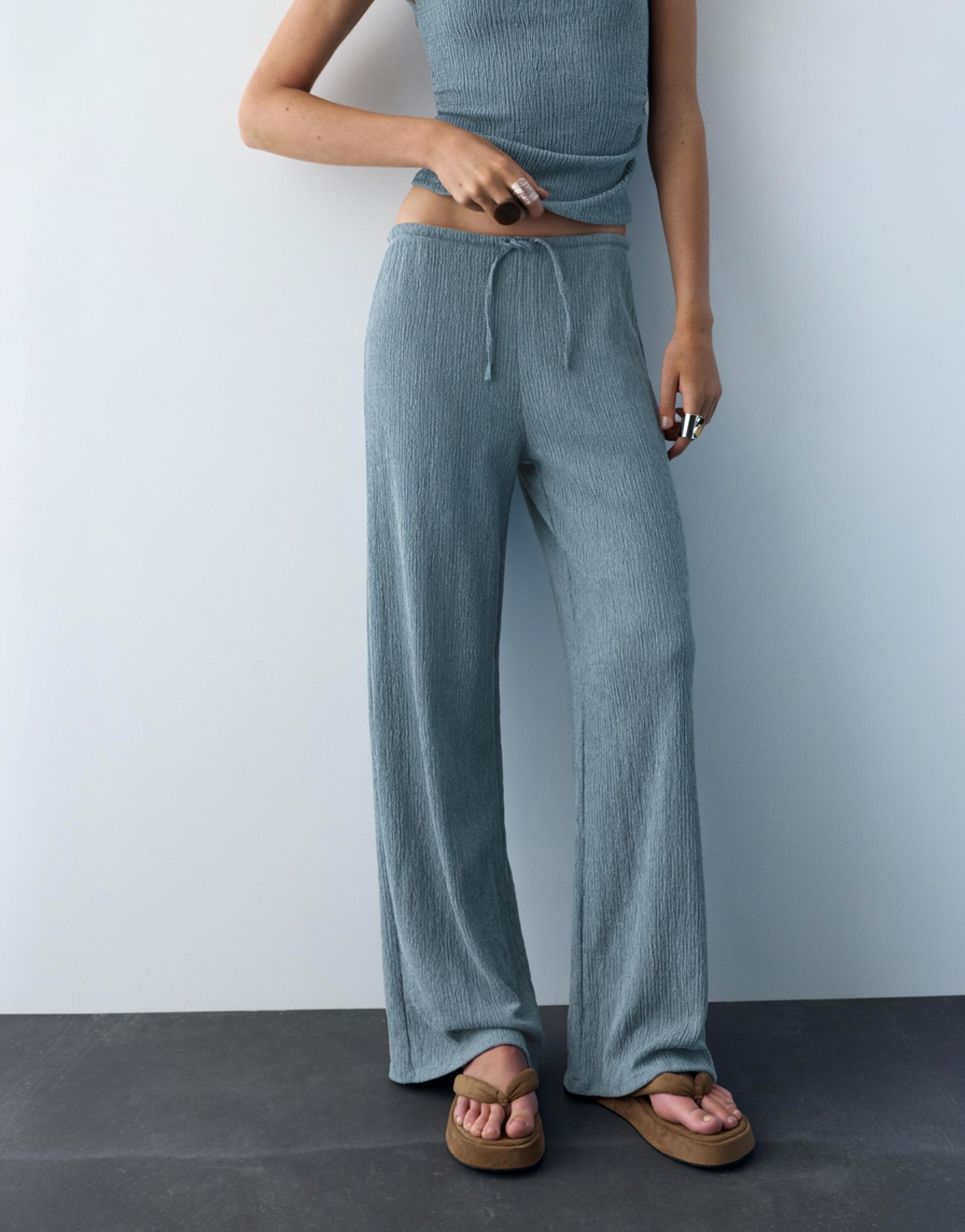 Bambula geniş paça pantolon - Görsel 9