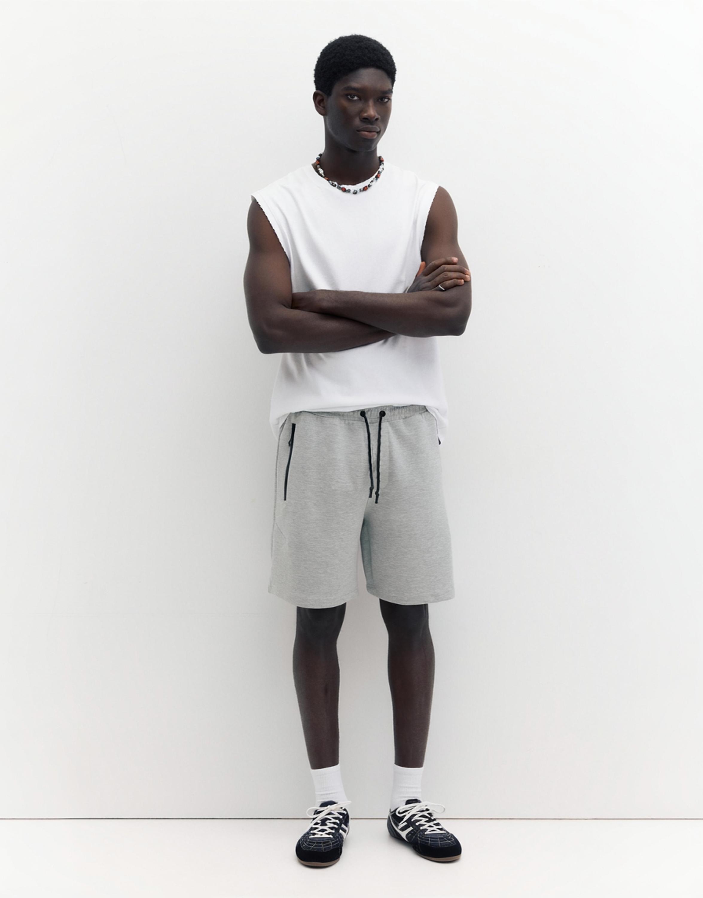 Regular fit jogger Bermuda shorts — Grey marl