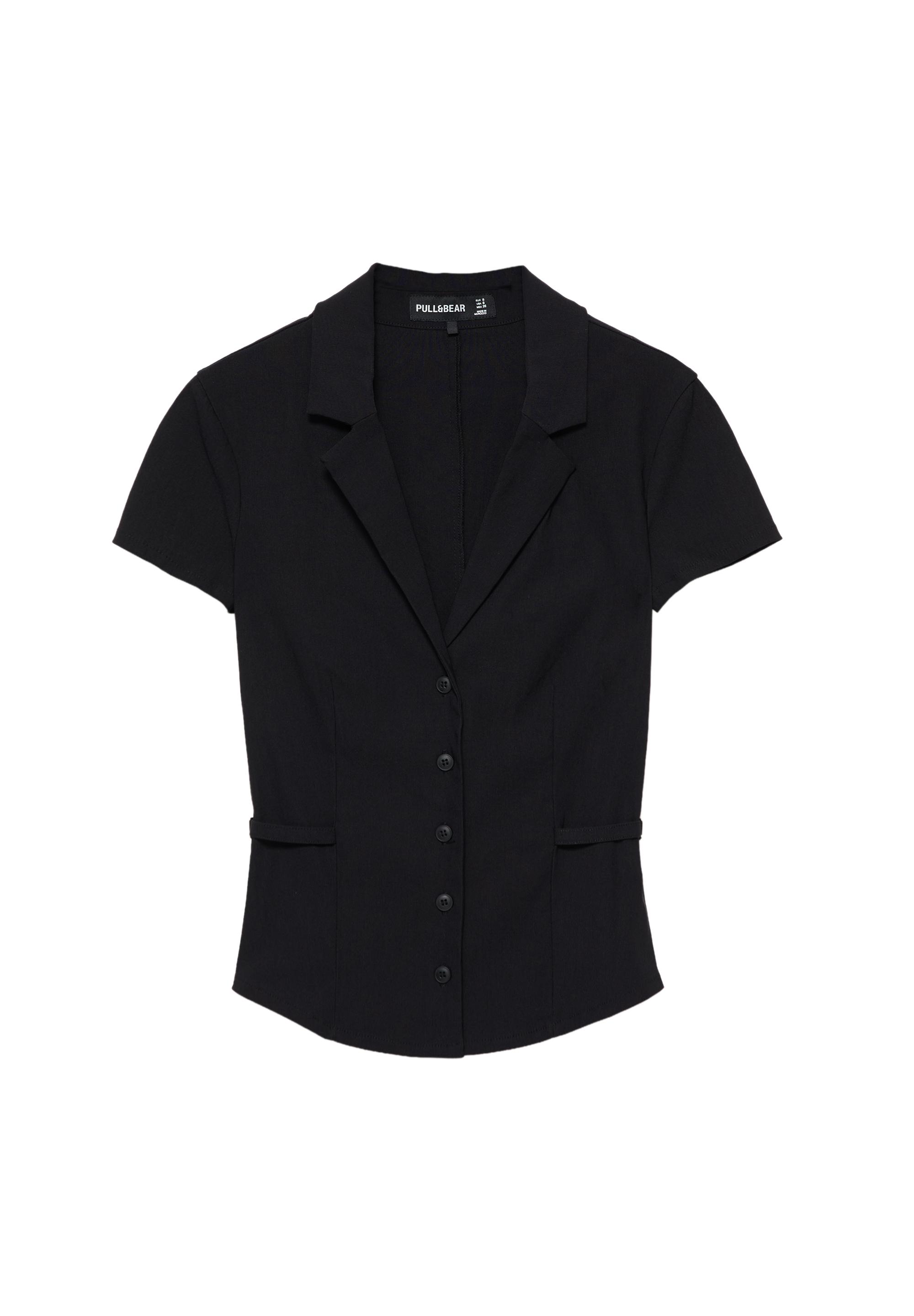 Fitted short sleeve shirt — Black