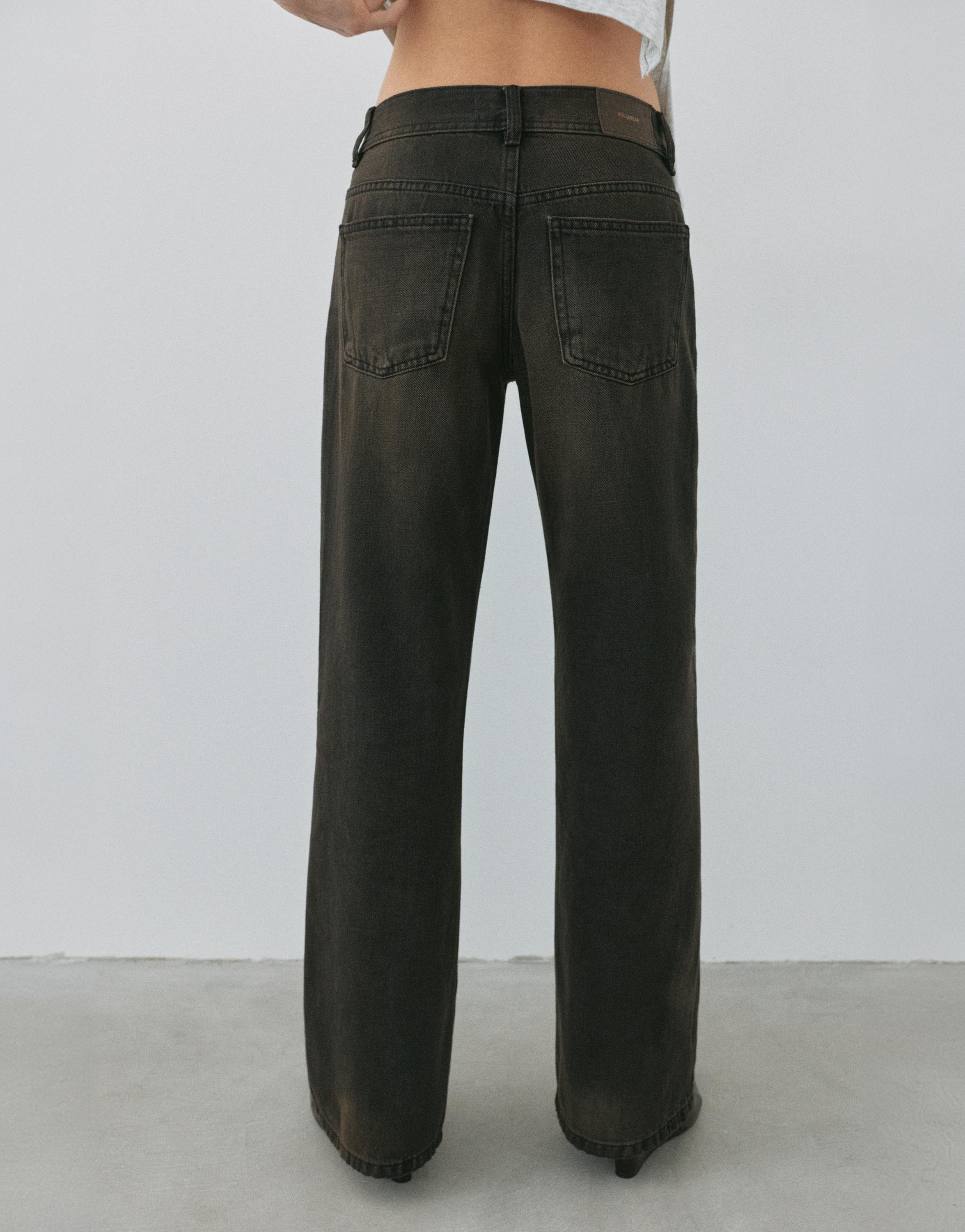 Low-rise straight-leg jeans — Dark brown