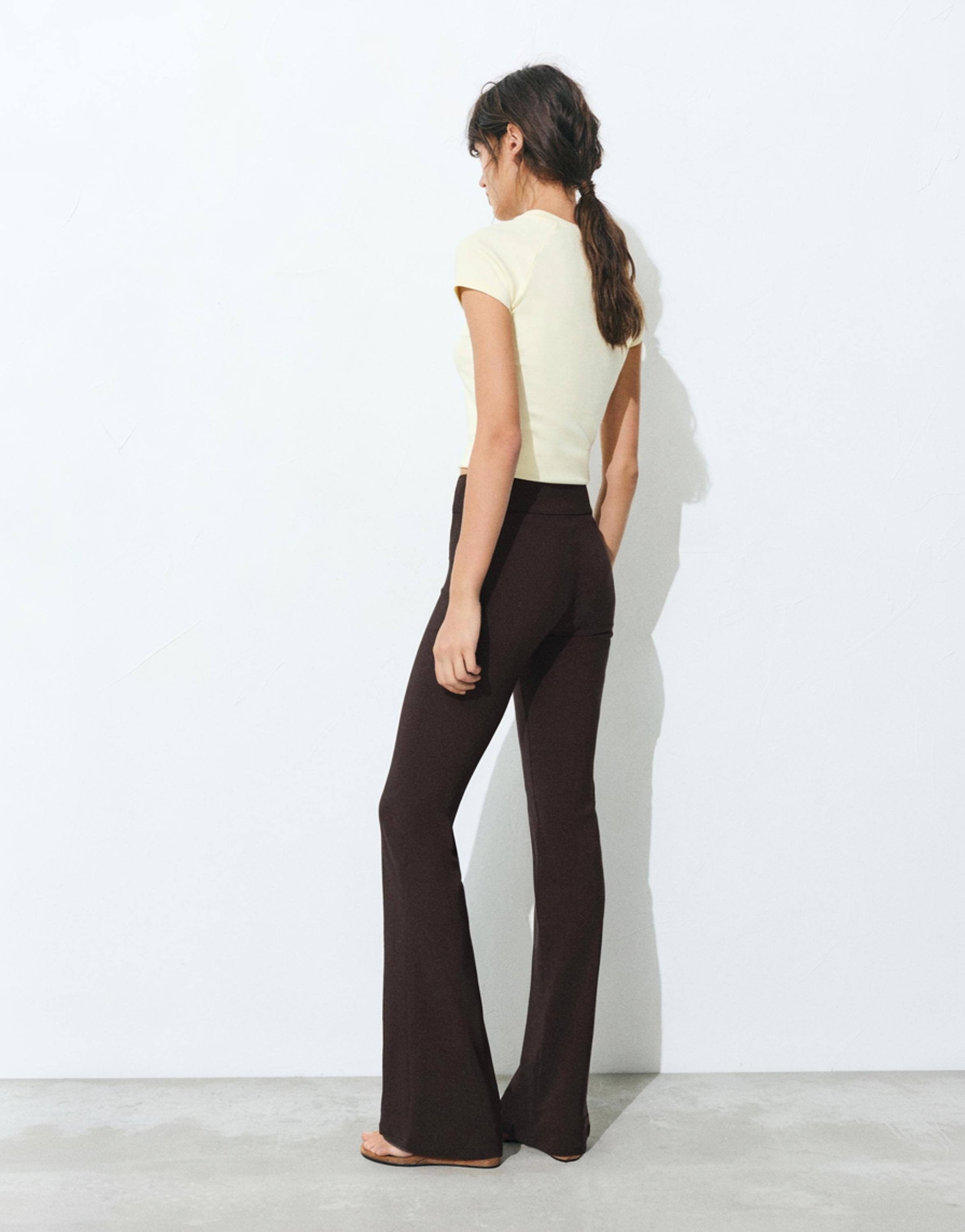 Mid-waist bootcut trousers — Brown