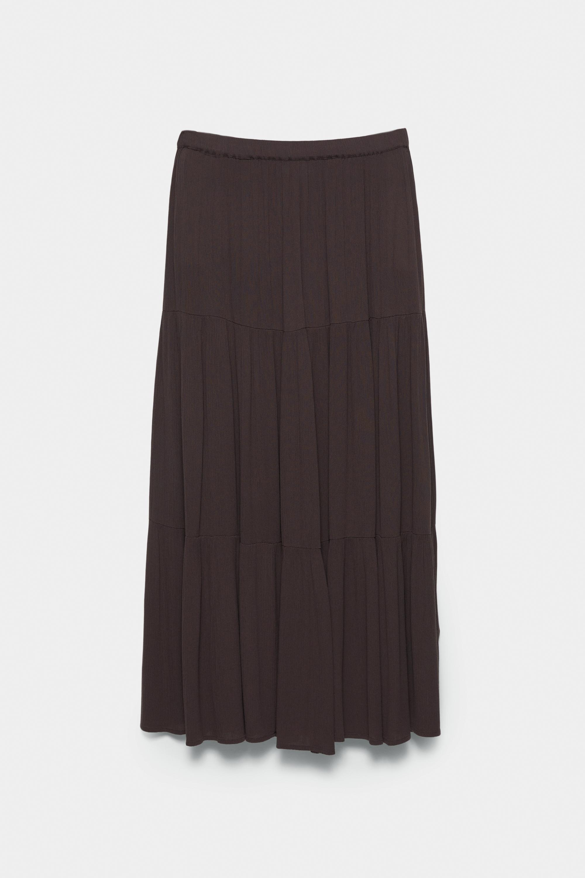 Flowy paneled midi skirt — Brown