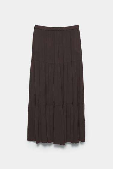 Flowy paneled midi skirt — Brown 8