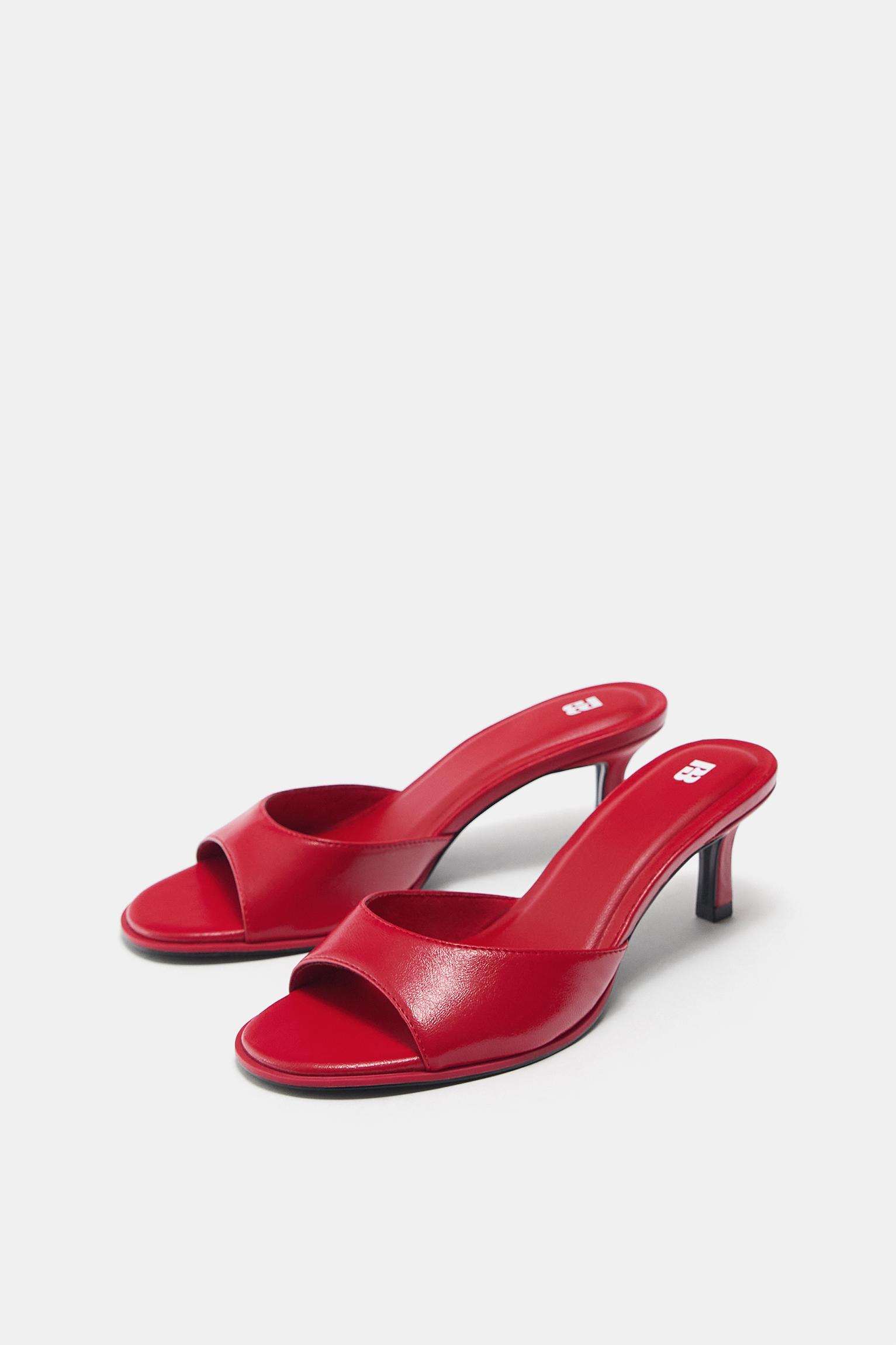 Mule high-heel sandals — Red