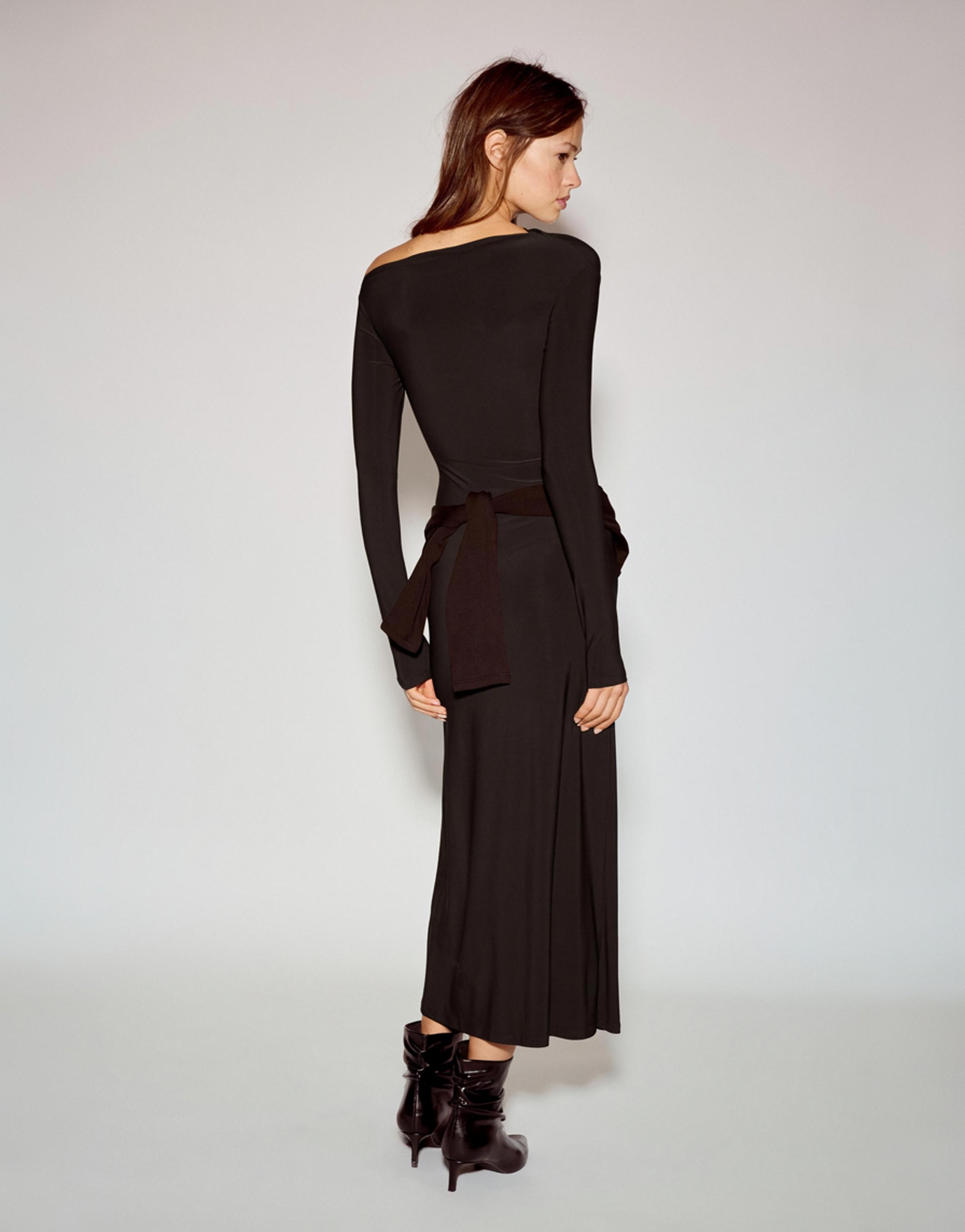 Soft draped midi dress — Brown