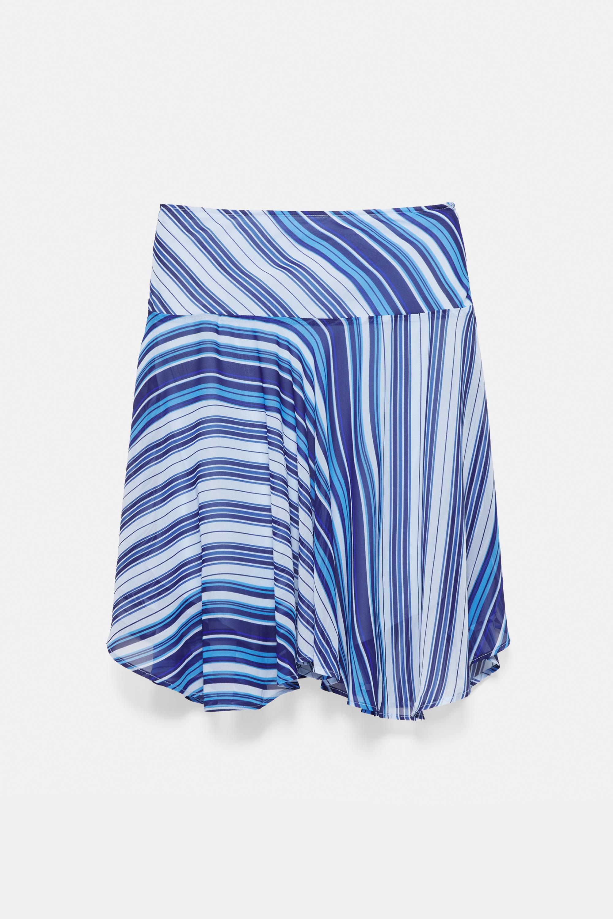 Asymmetric striped midi skirt — Deep blue