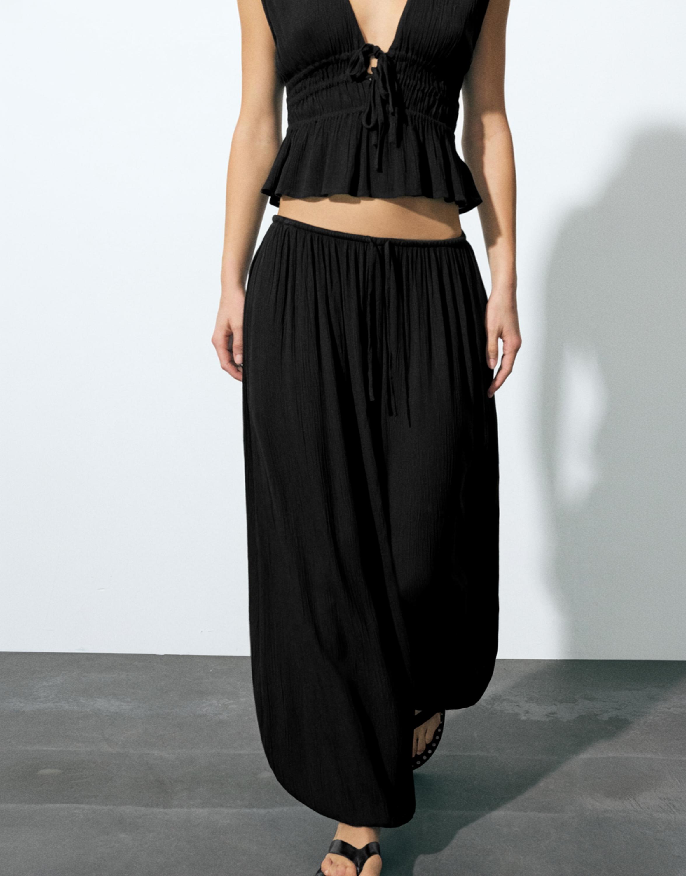 Sarouel crepe trousers — Black