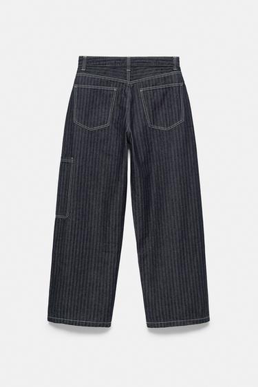 Striped relaxed-fit cargo jeans — Navy 7