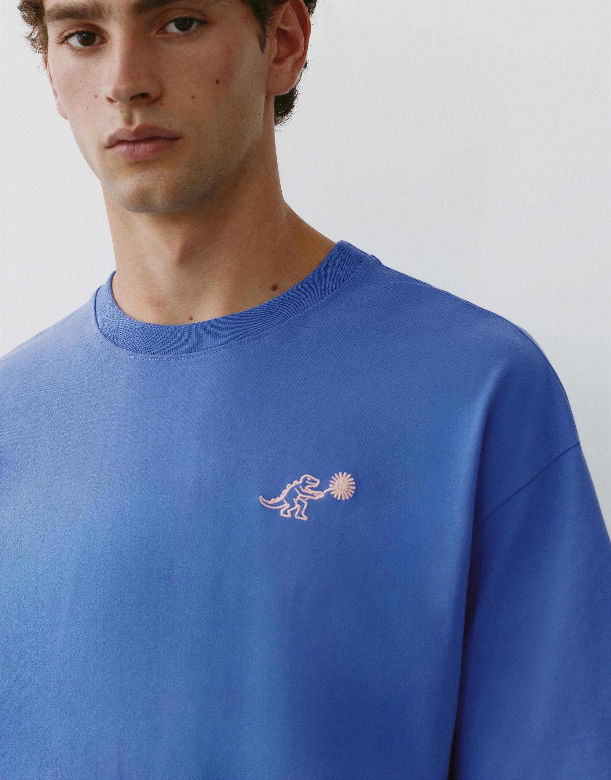 Relaxed fit textured graphic T-shirt — Deep blue
