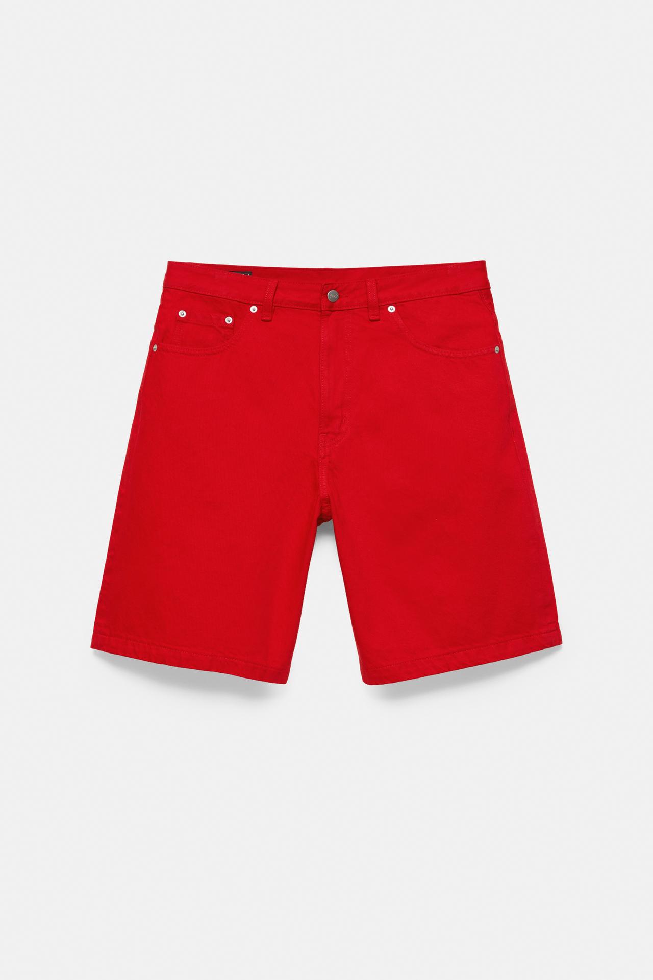Baggy denim Bermuda shorts — Red