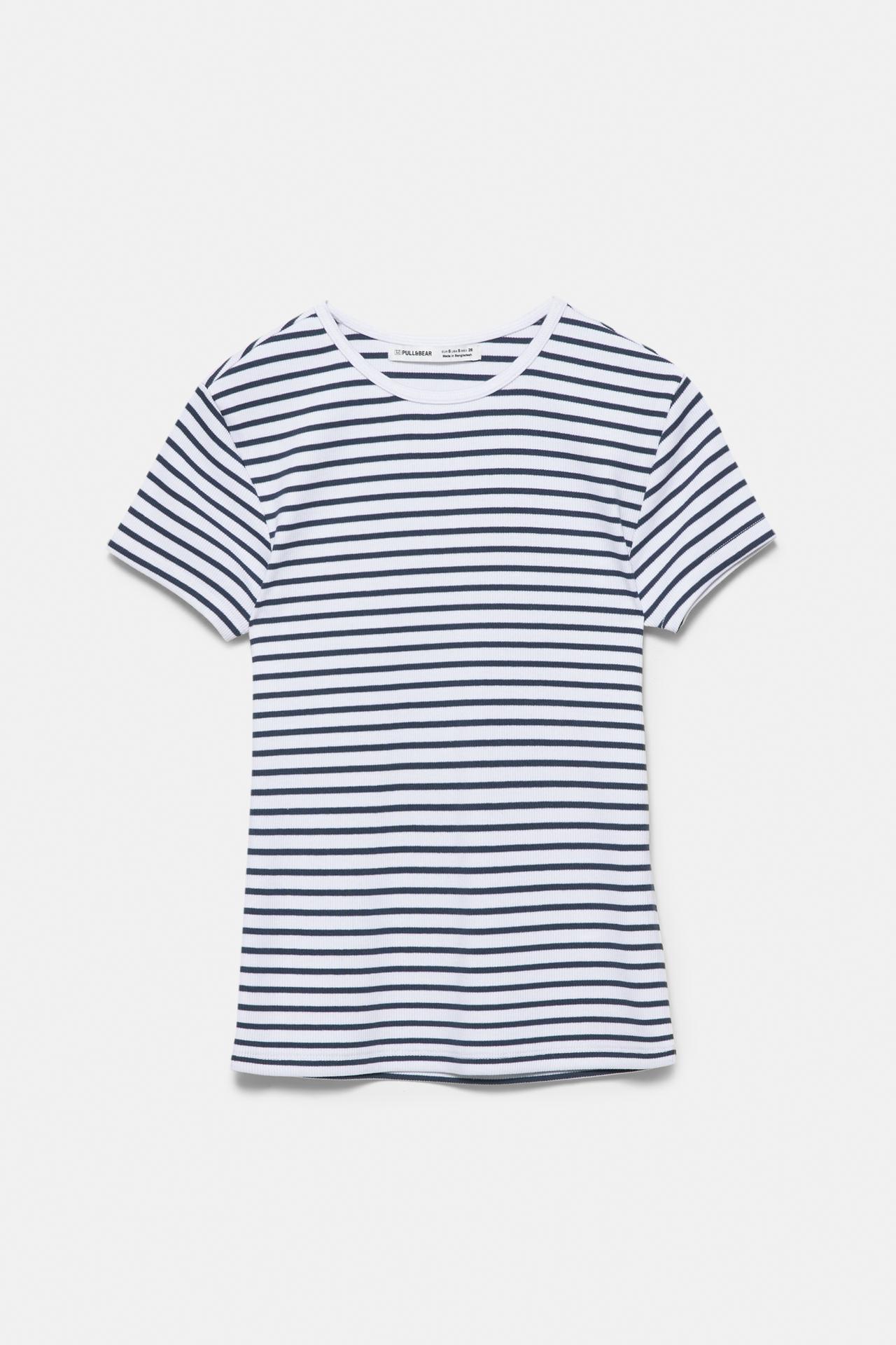 Ribbed short sleeve T-shirt — Striped