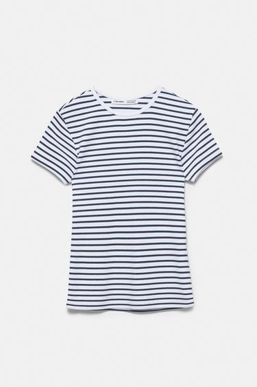 Ribbed short sleeve T-shirt — Striped 5