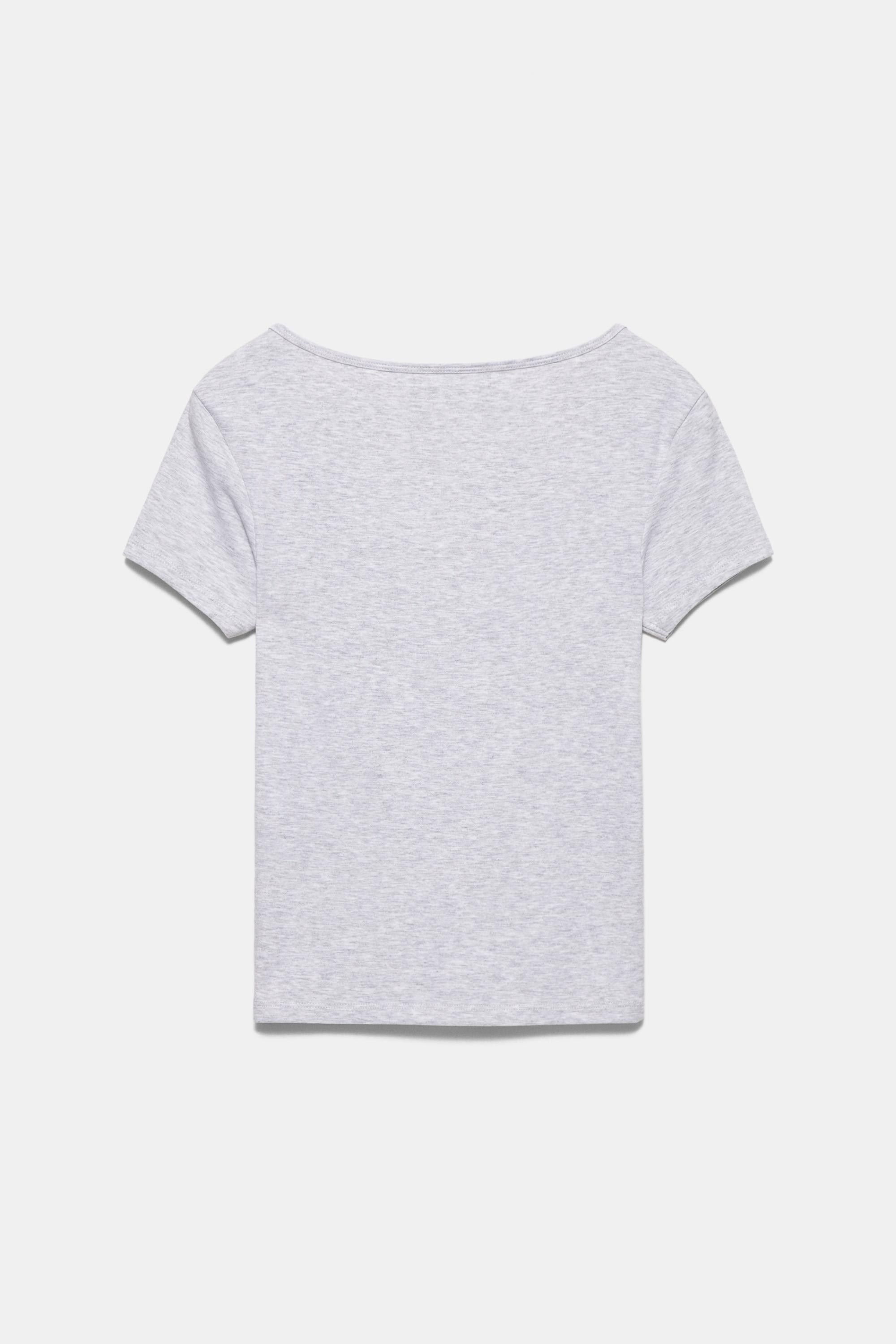 V-neck T-shirt — Grey marl