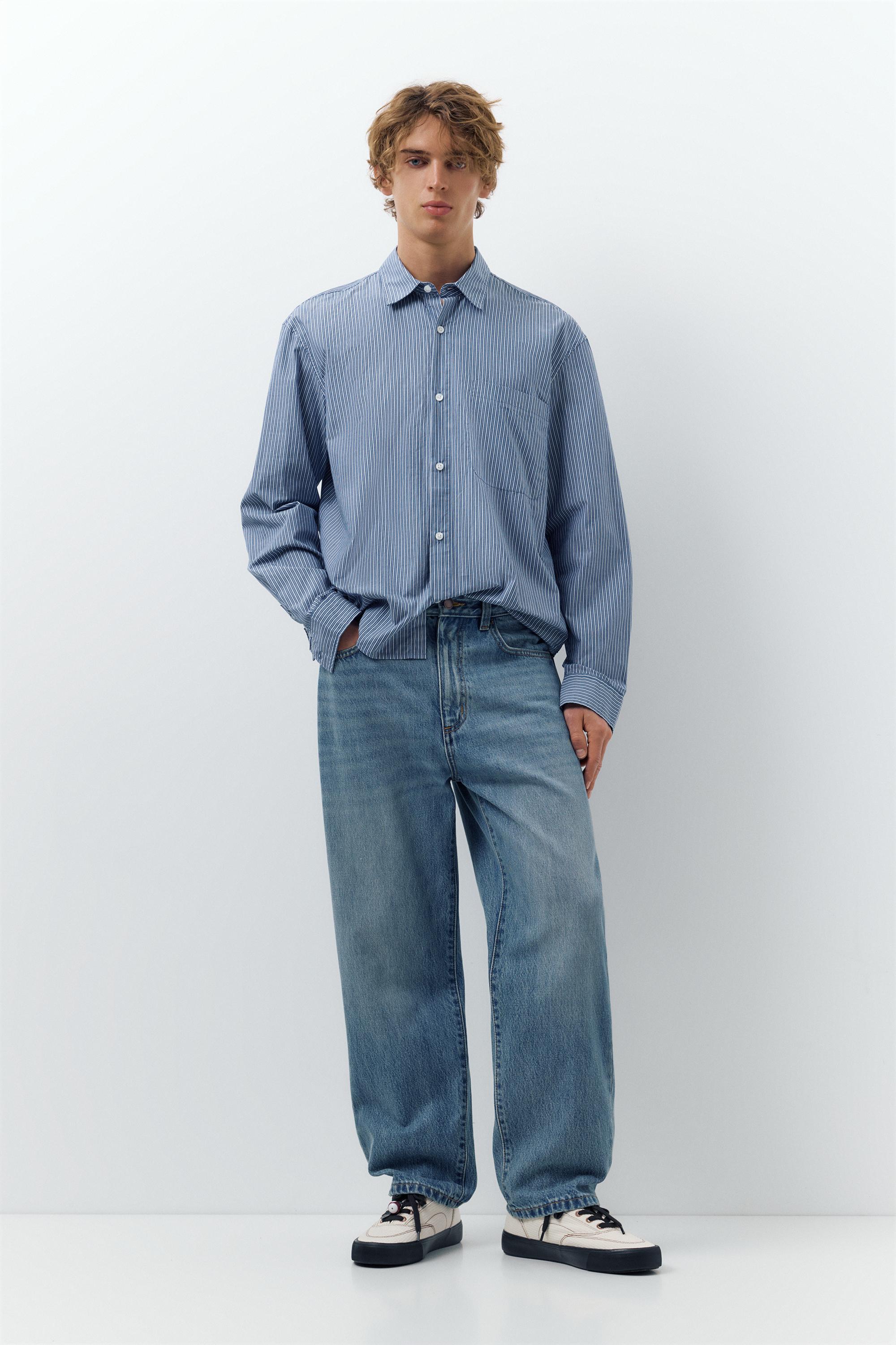 Striped long sleeve shirt — Pale blue