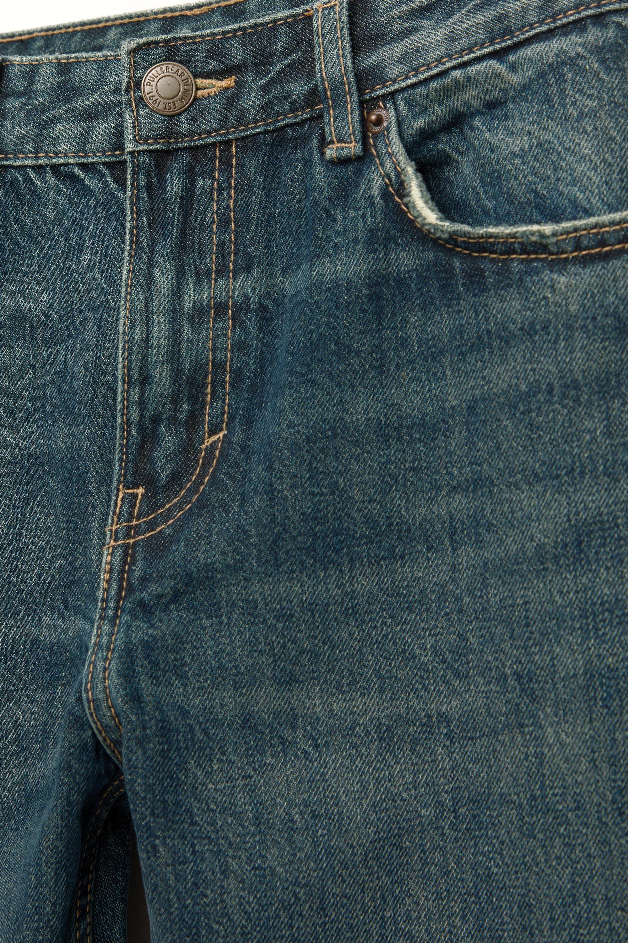 Mid-waist straight-leg jeans — Navy
