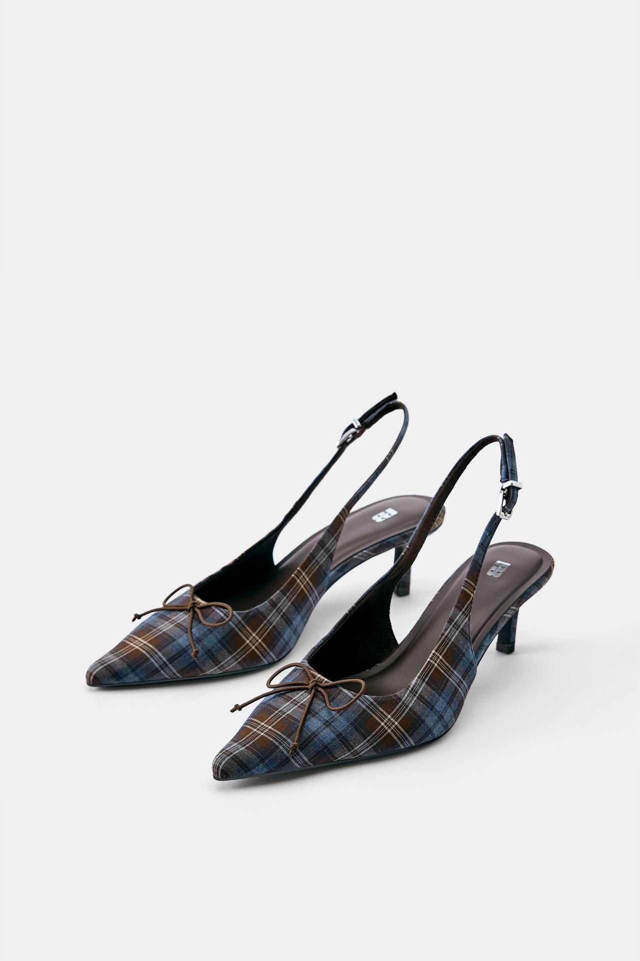 Checked slingback heels — Multi-colored
