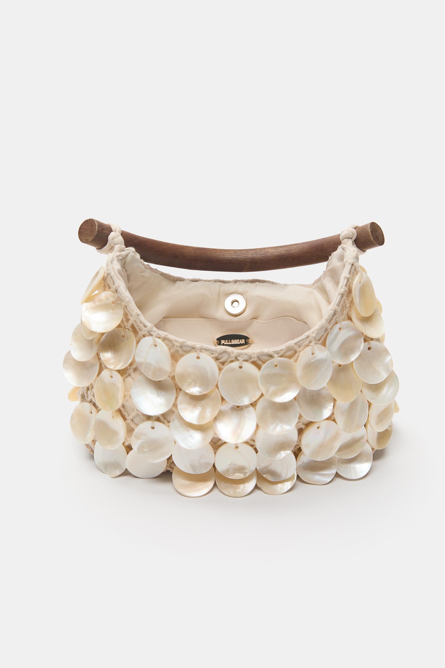 Beaded handbag — Ecru