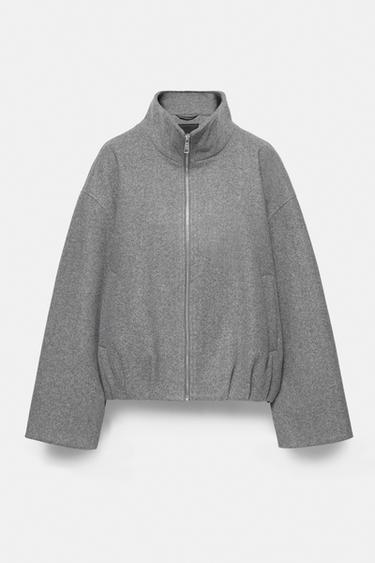 Wool-blend balloon bomber jacket — Anthracite grey 7