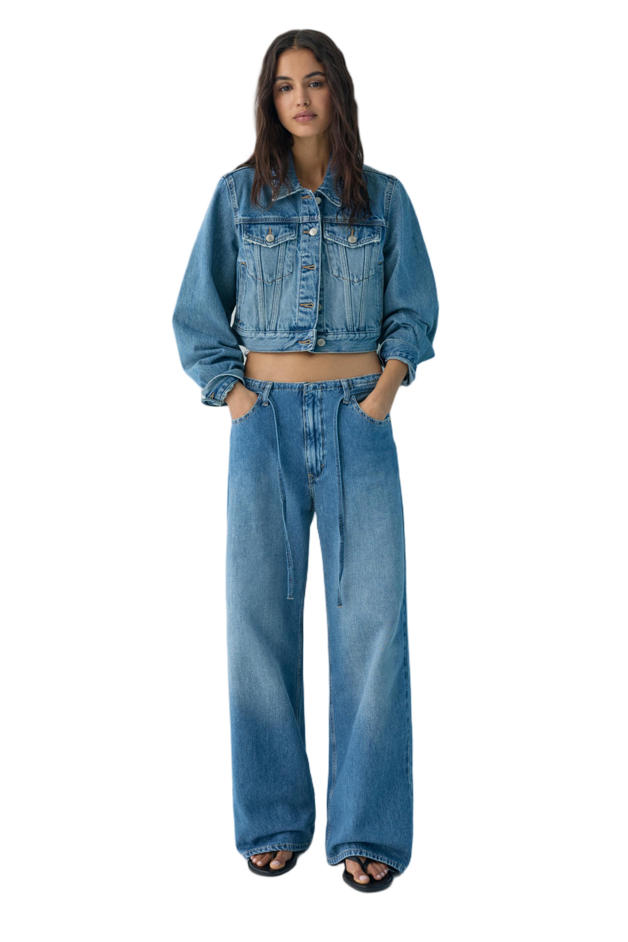 Baggy jeans with drawstring — Medium blue