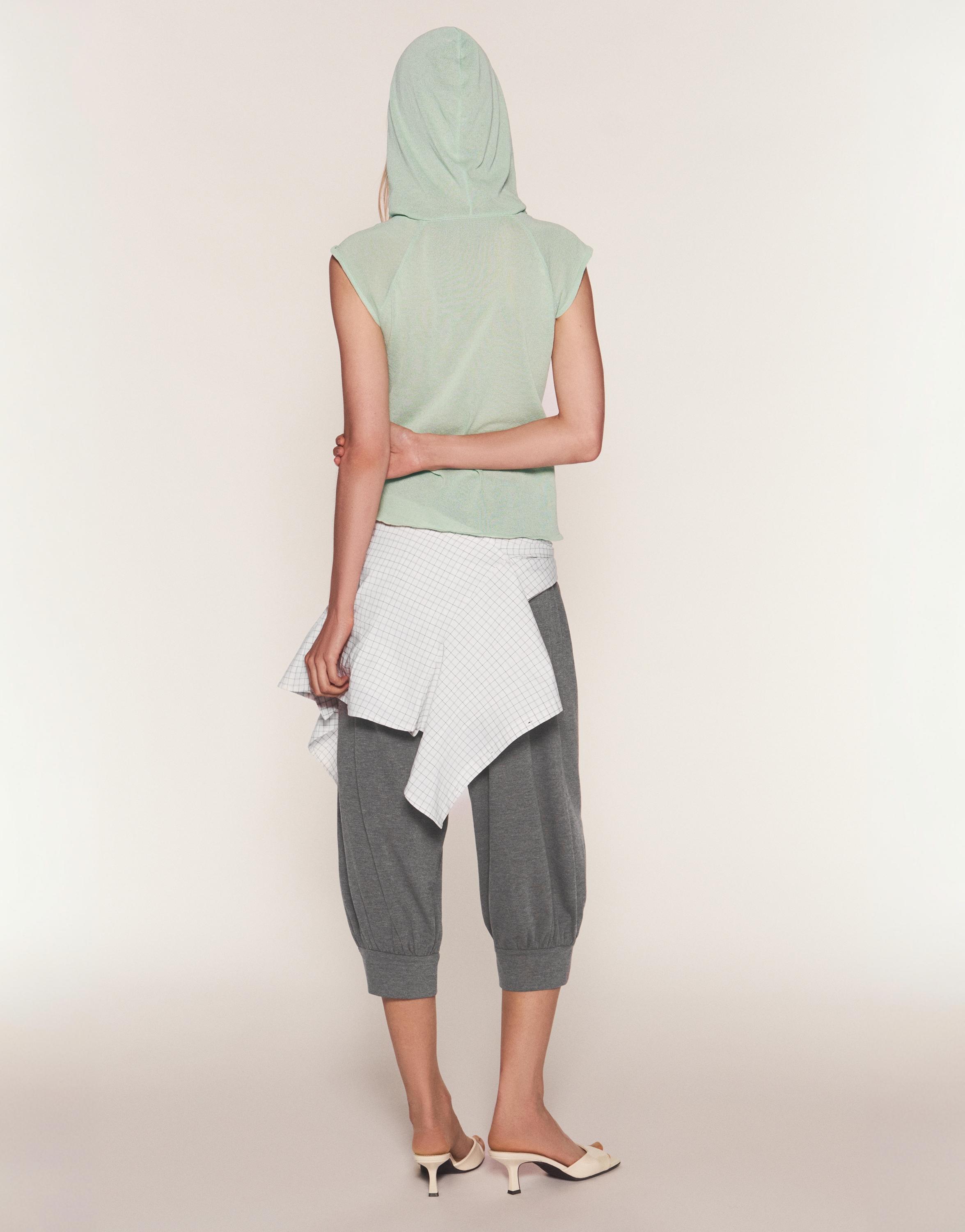Fine knit hooded T-shirt — Mint