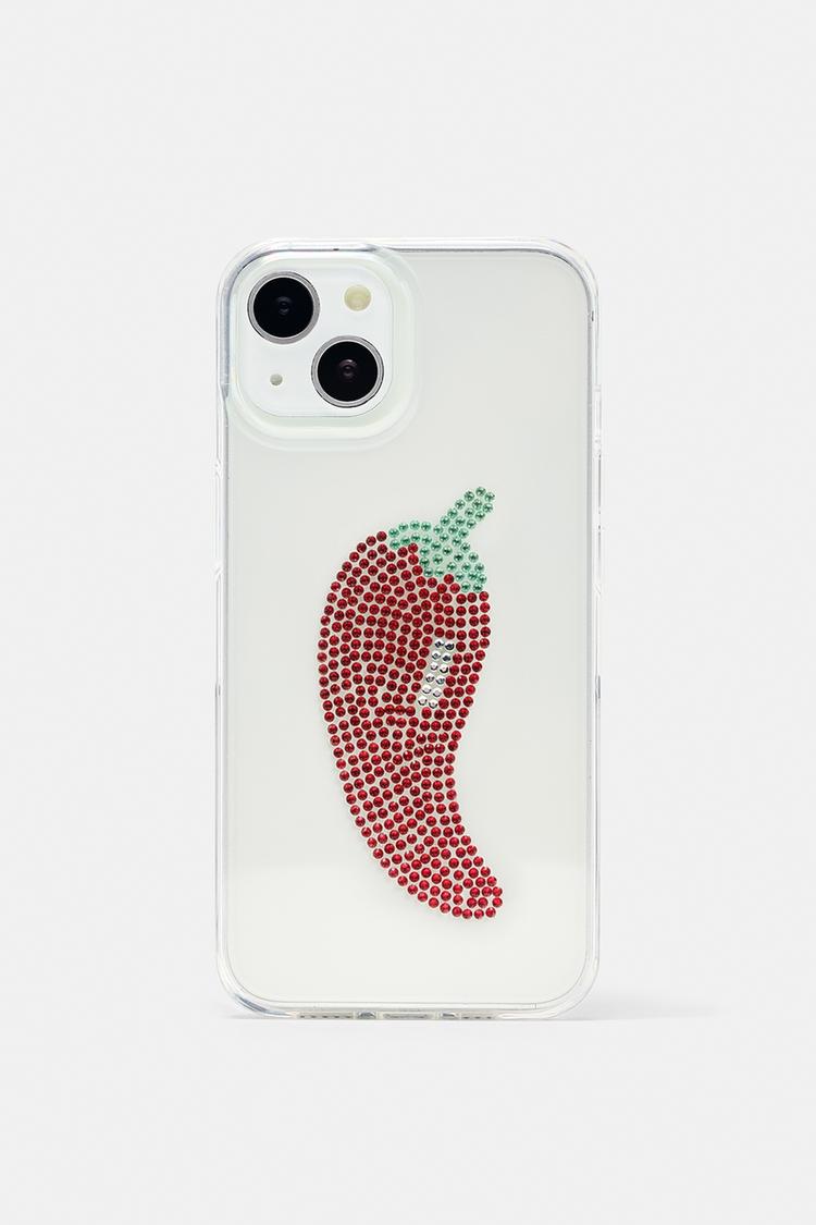 Rhinestone chilli iPhone case — Red