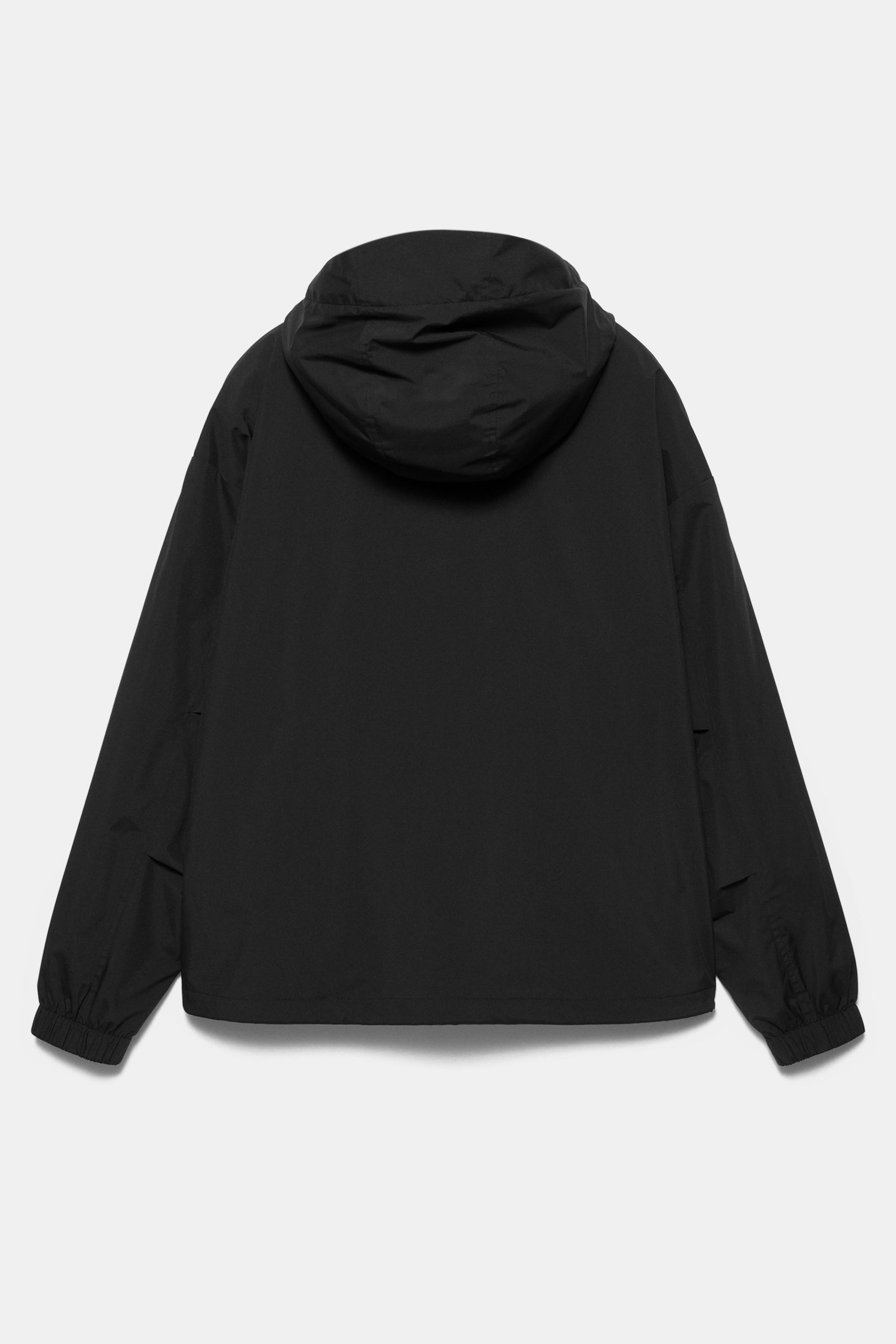 Lightweight hooded raincoat — Black