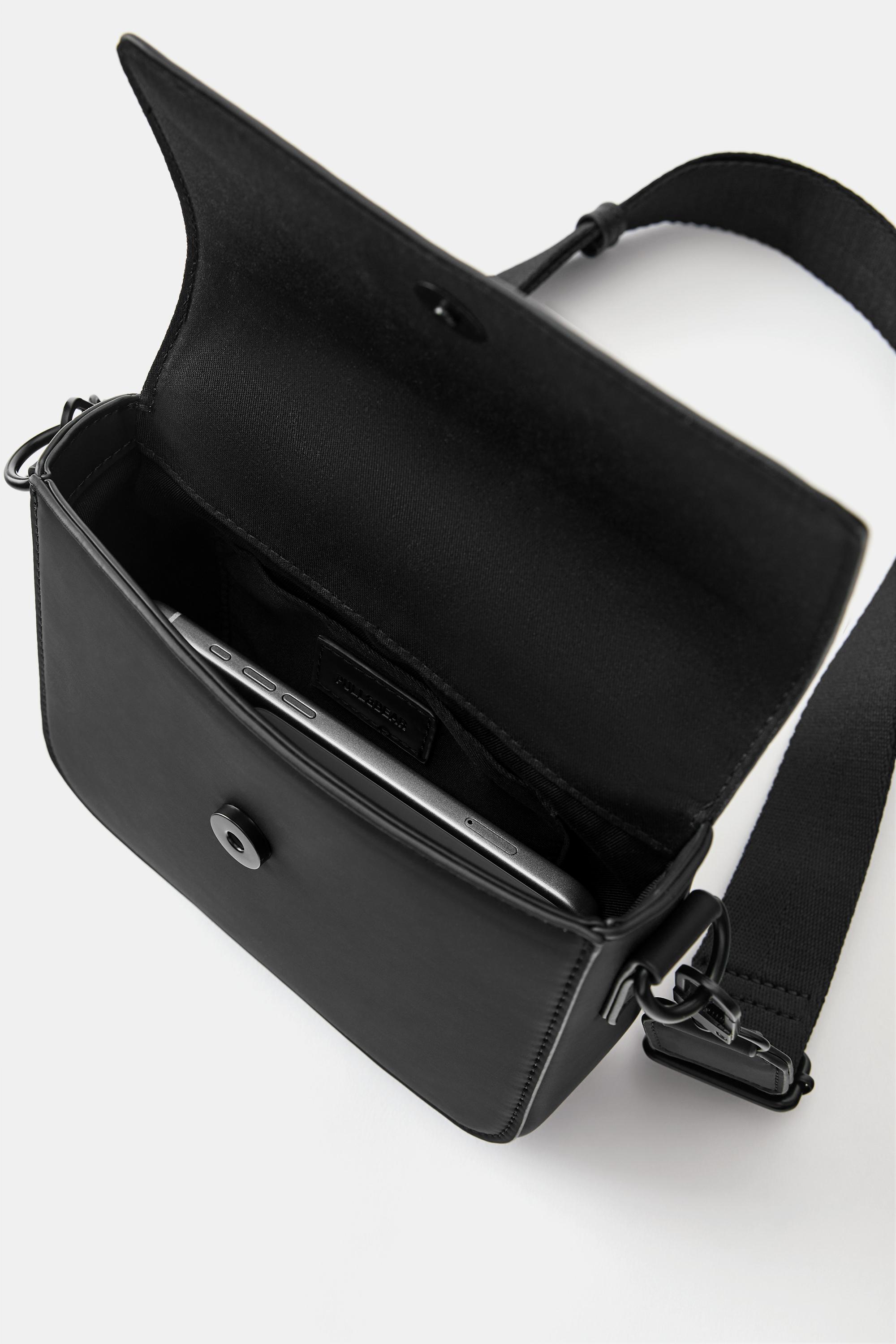 Rubberised textured crossbody bag — Black (alternate view)